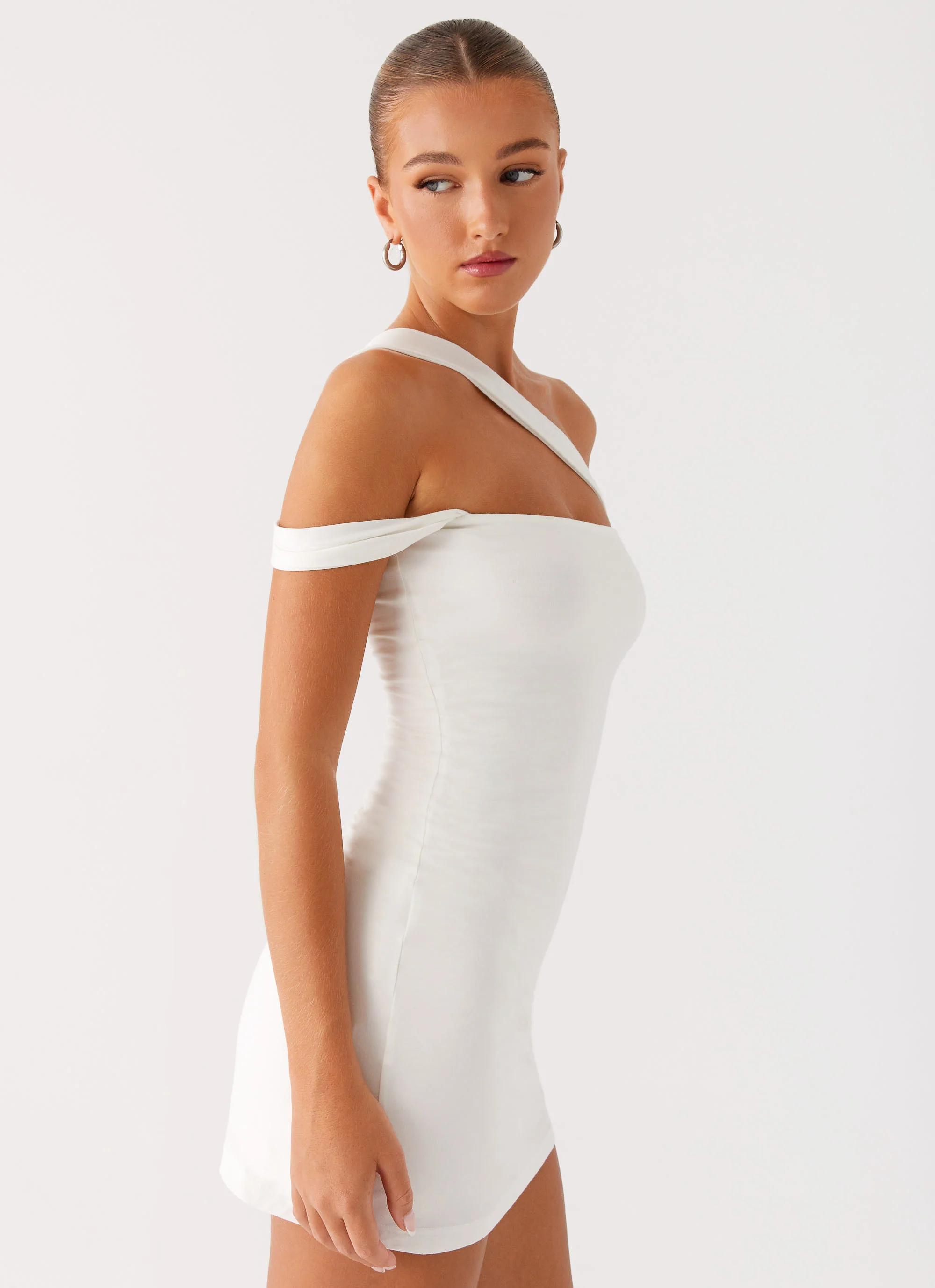 Lena Ruched Mini Dress - Ivory