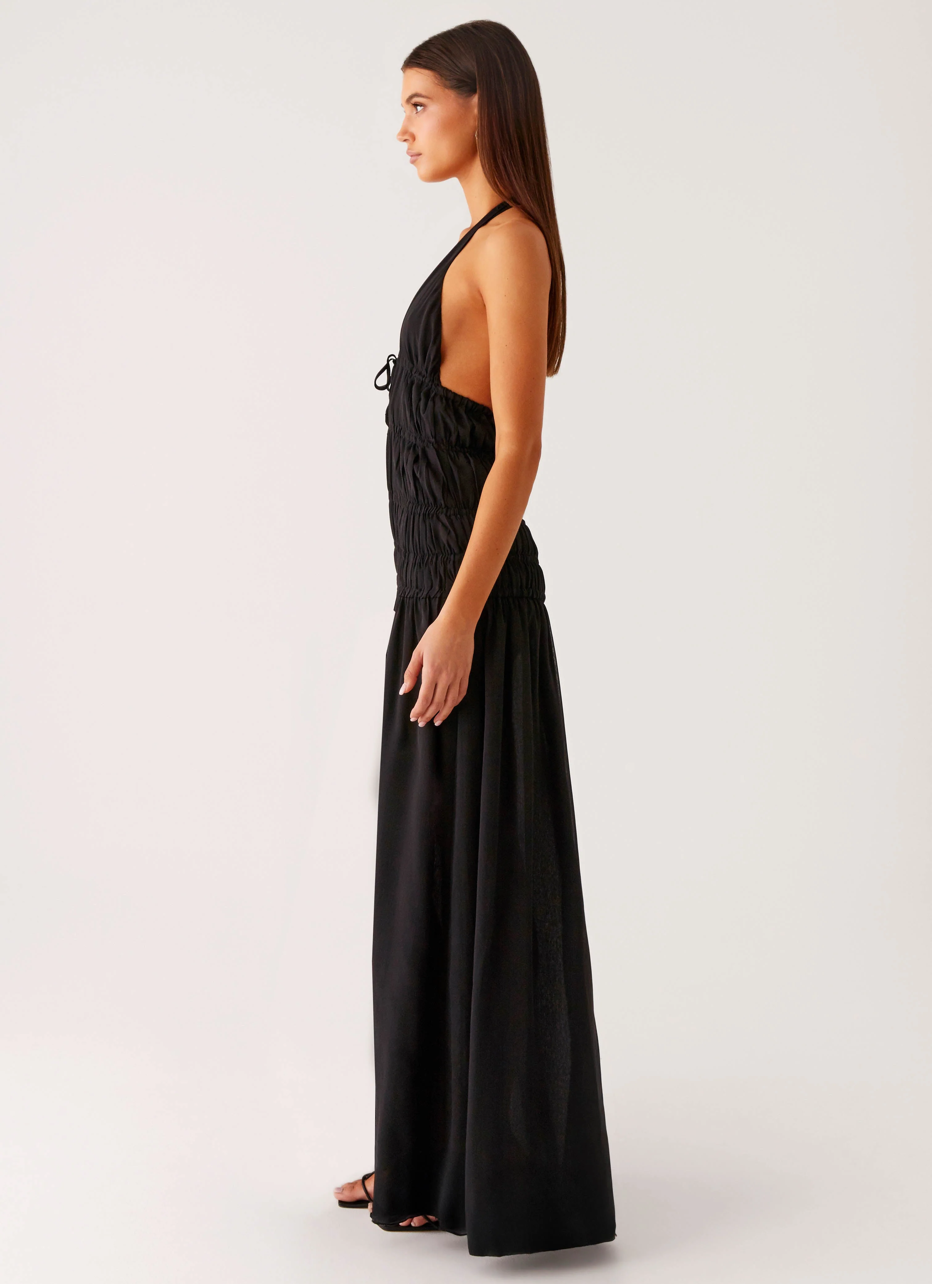 Dione Halter Maxi Dress - Black