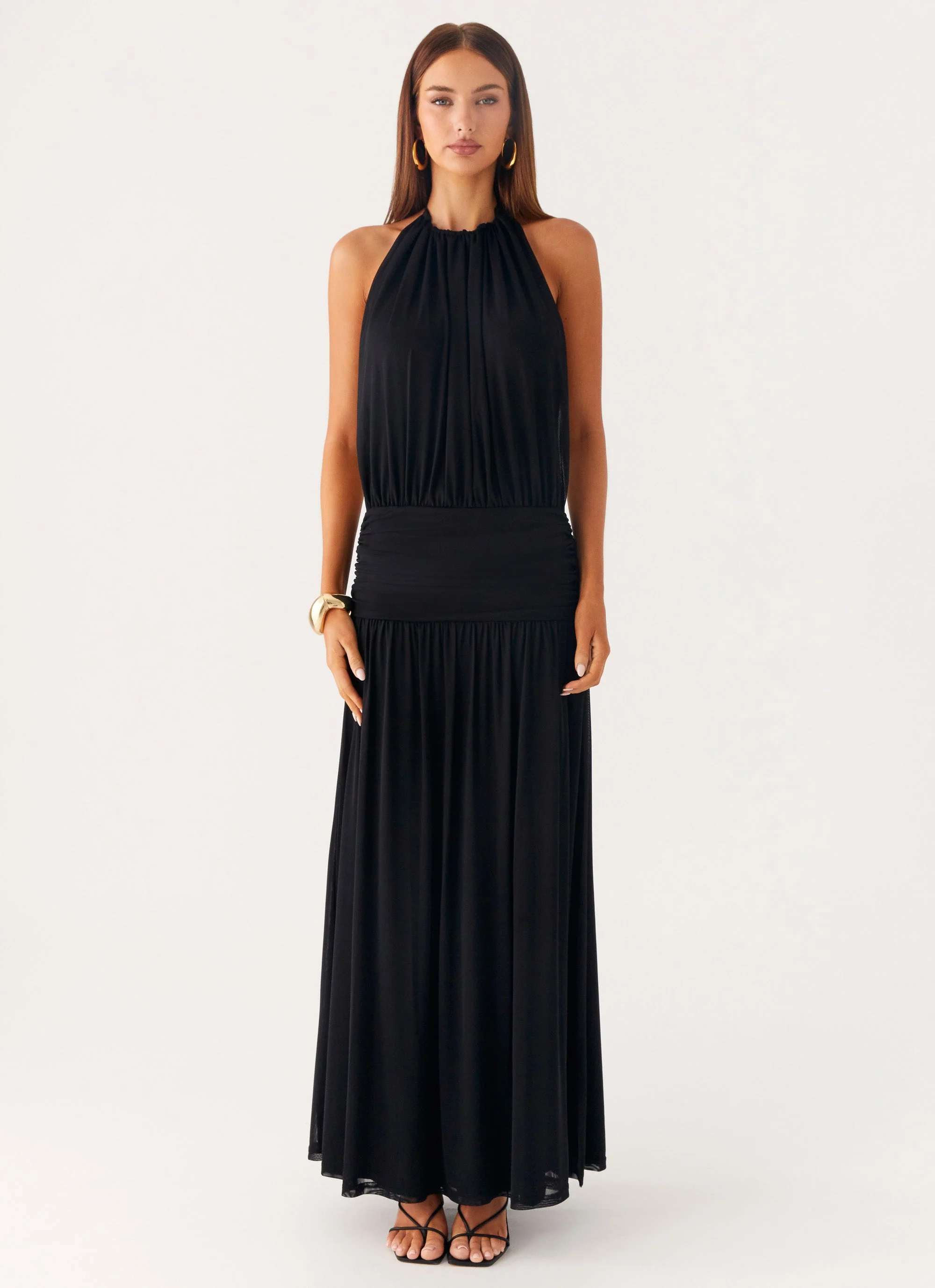 Solena Halter Neck Maxi Dress - Black