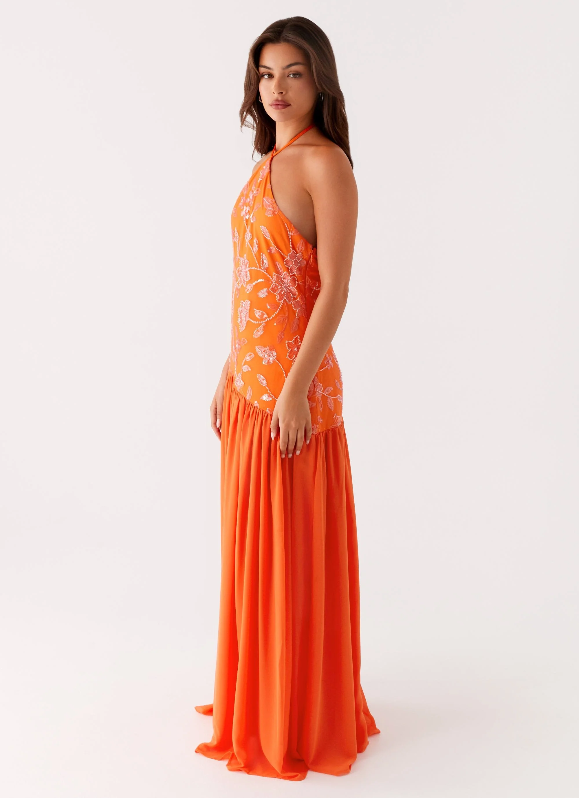 Janelle Beaded Maxi Dress - Orange