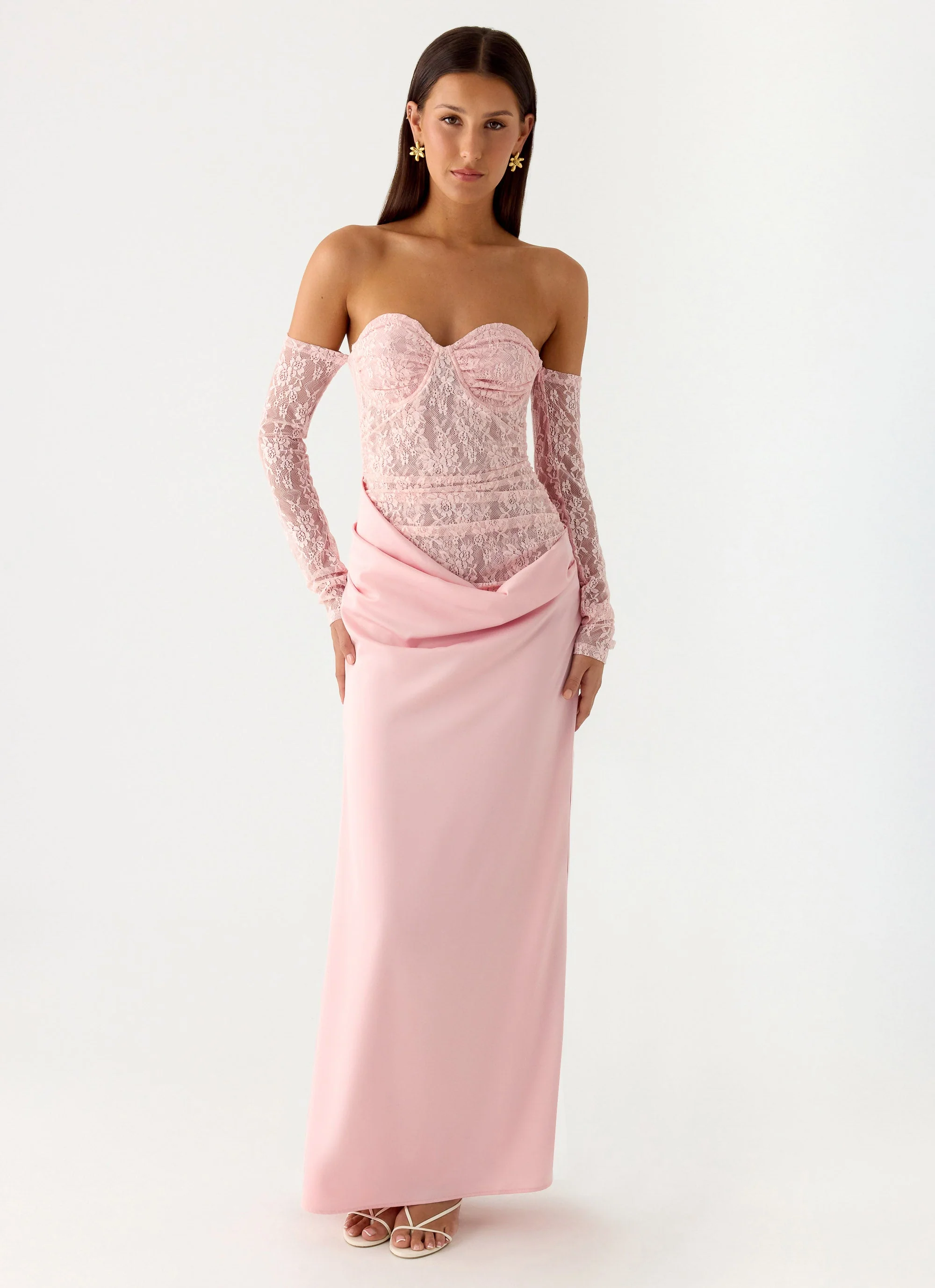 Kaina Off Shoulder Maxi Dress - Pink