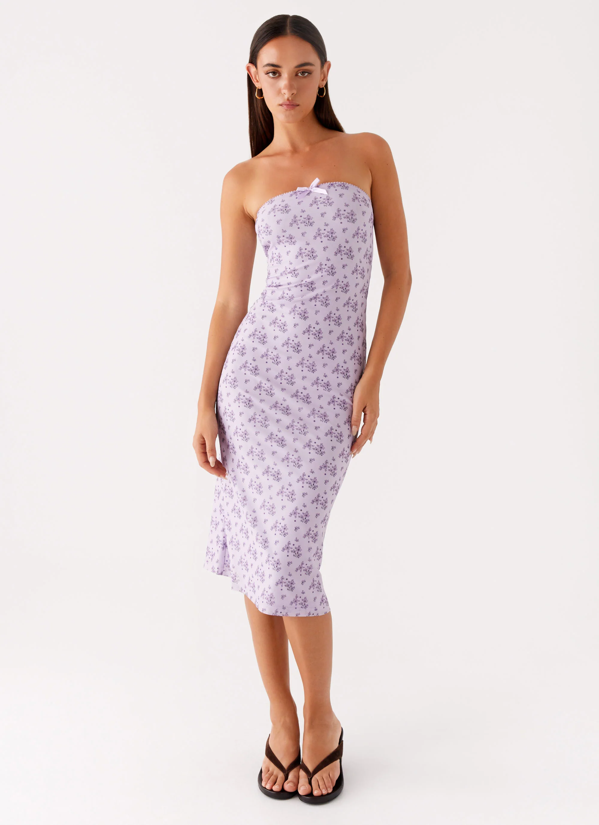 Keila Strapless Midi Dress - Lavender Meadow