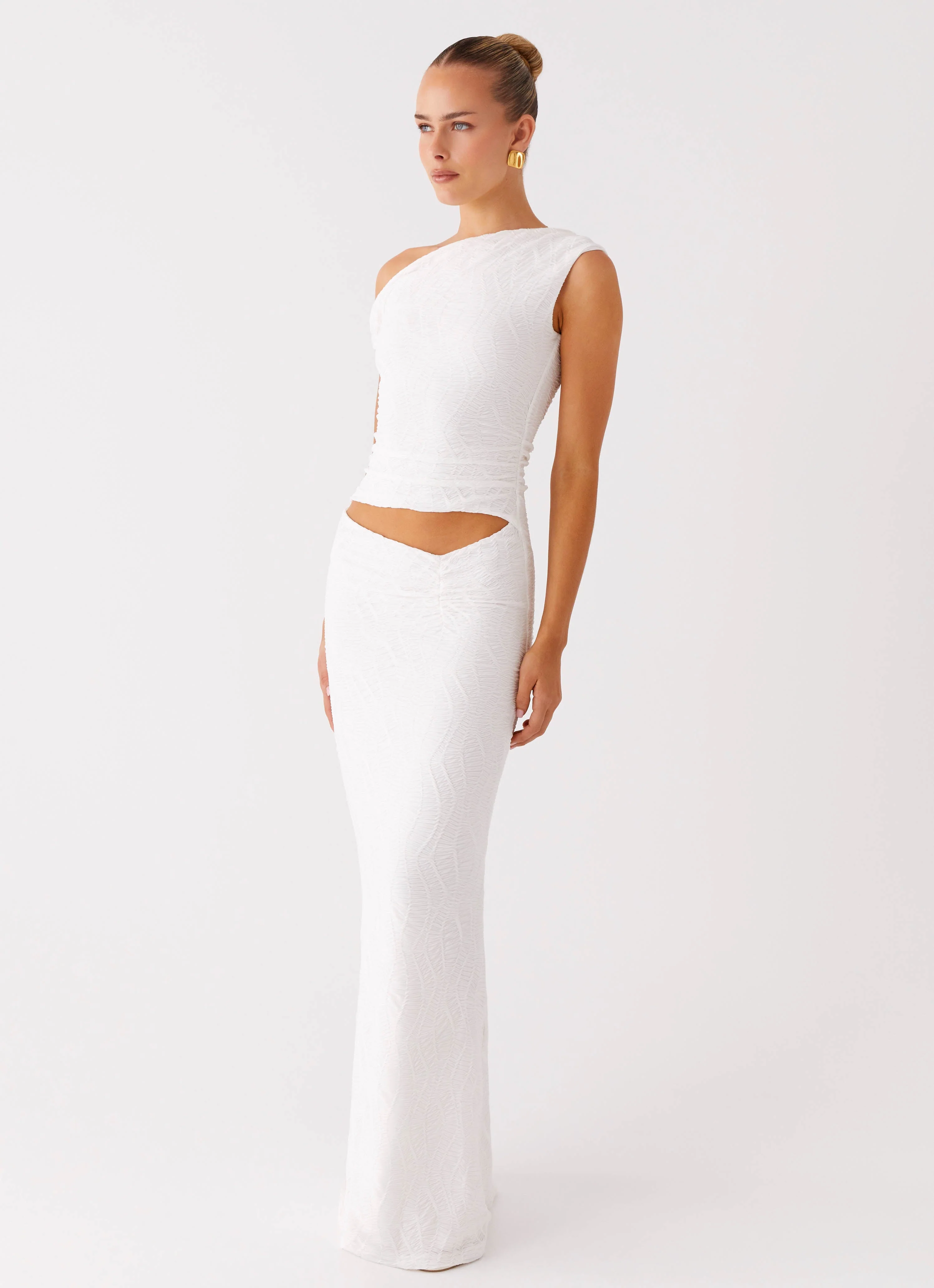 Galantis One Shoulder Maxi Dress - White
