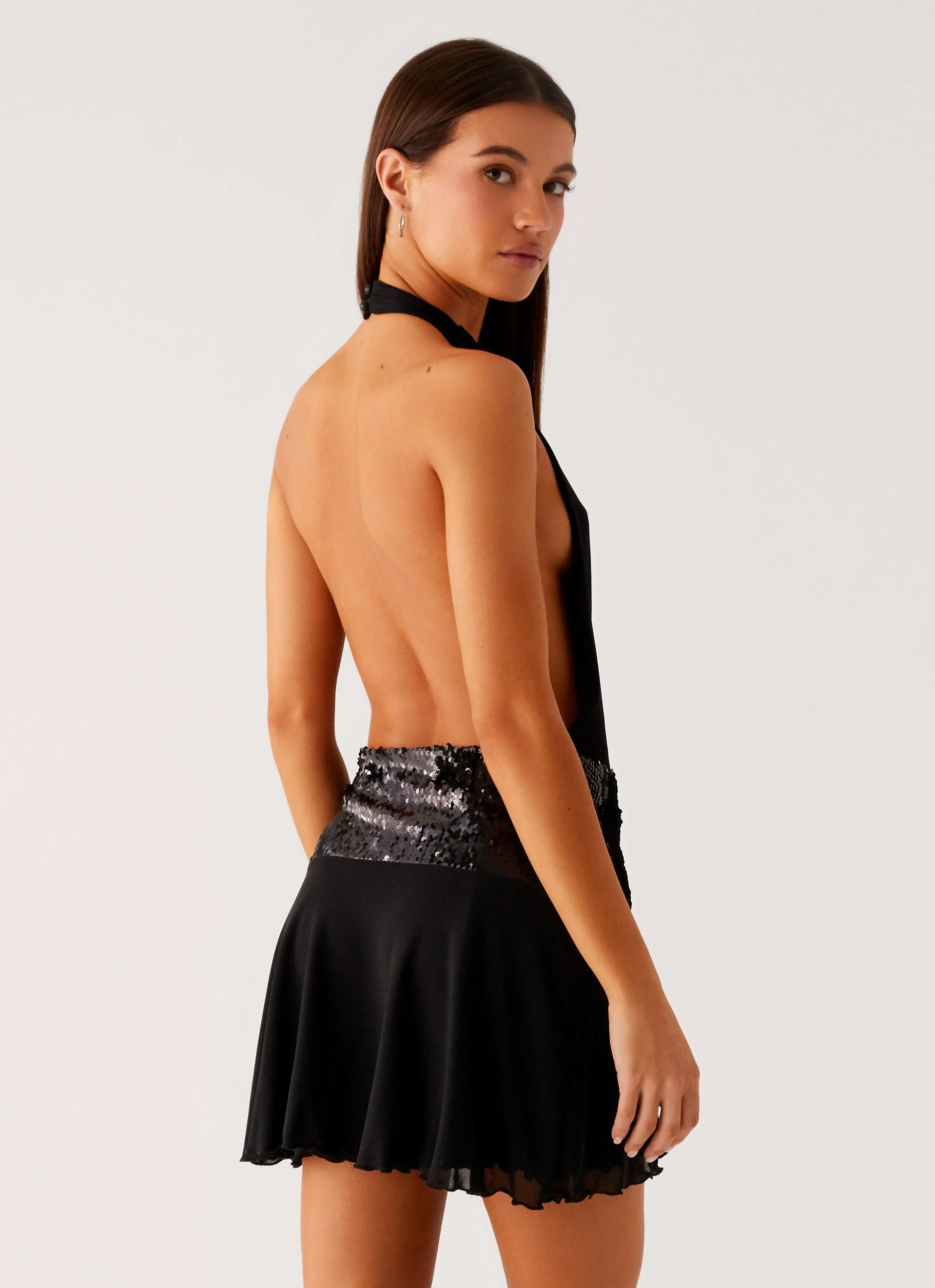 Kelsey Sequin Mini Dress - Black
