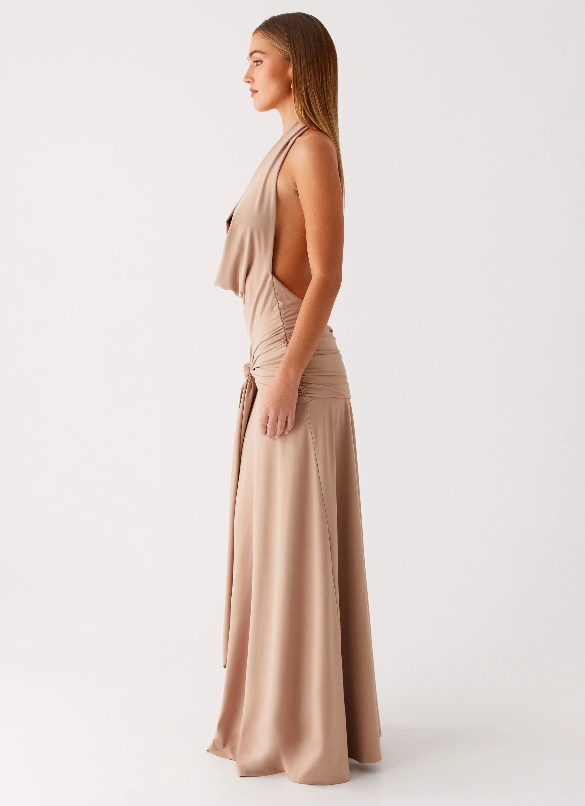 Rowan Ray Cowl Maxi Dress - Light Taupe