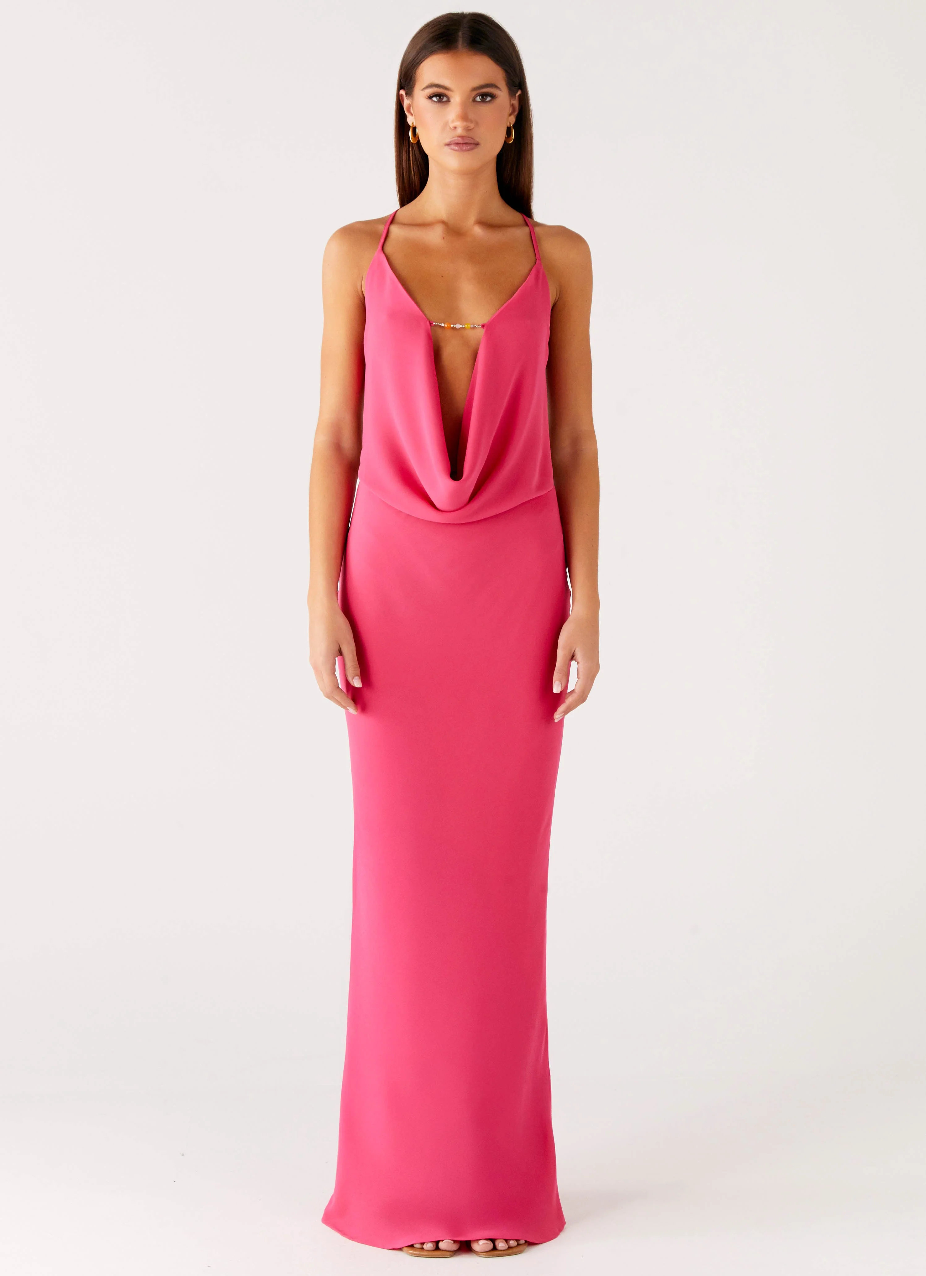 Pure Heart Cowl Maxi Dress - Fuchsia
