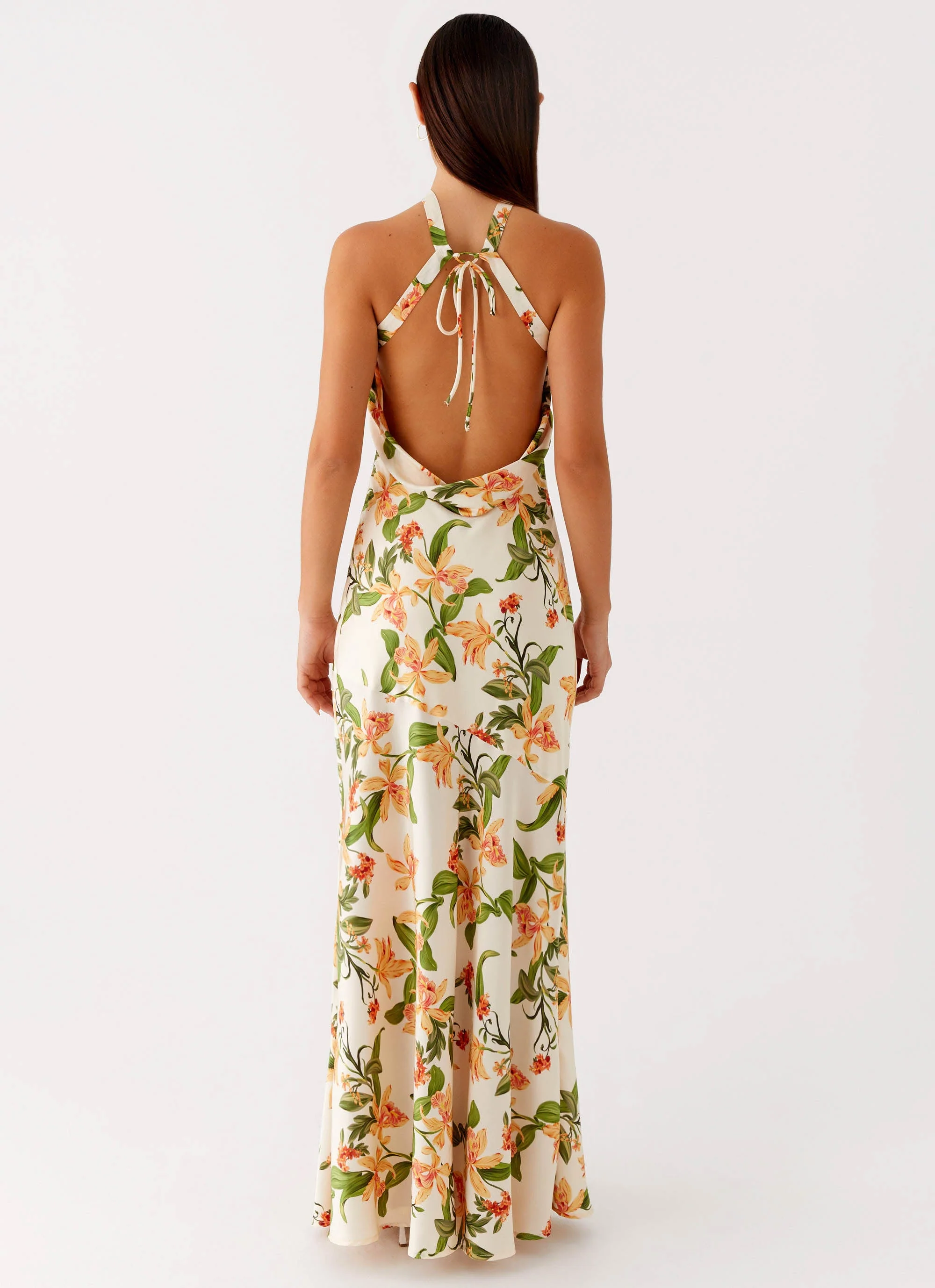 Damali Satin Maxi Dress - Floral Print