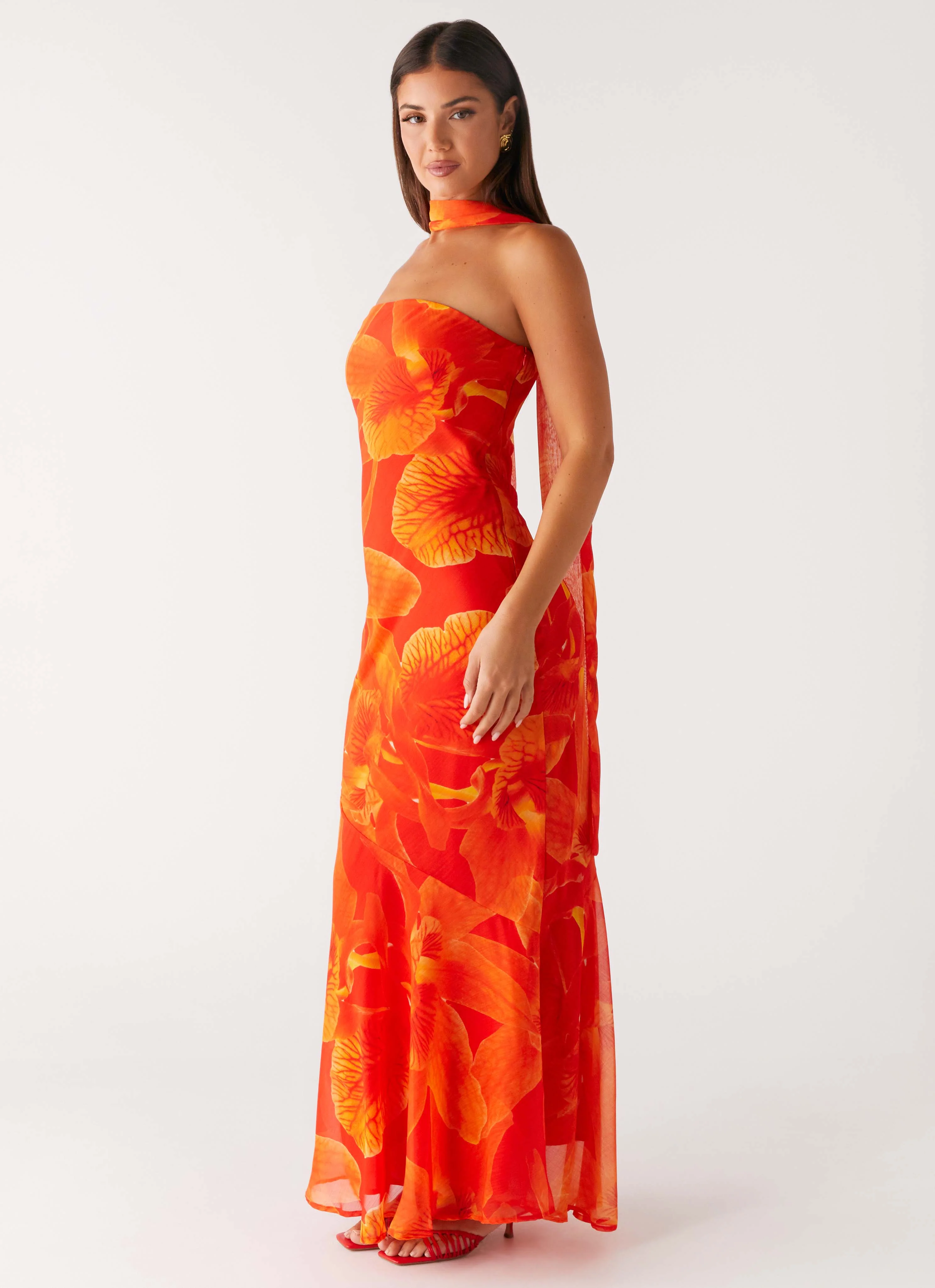 Under The Pagoda Maxi Dress - Orange Floral