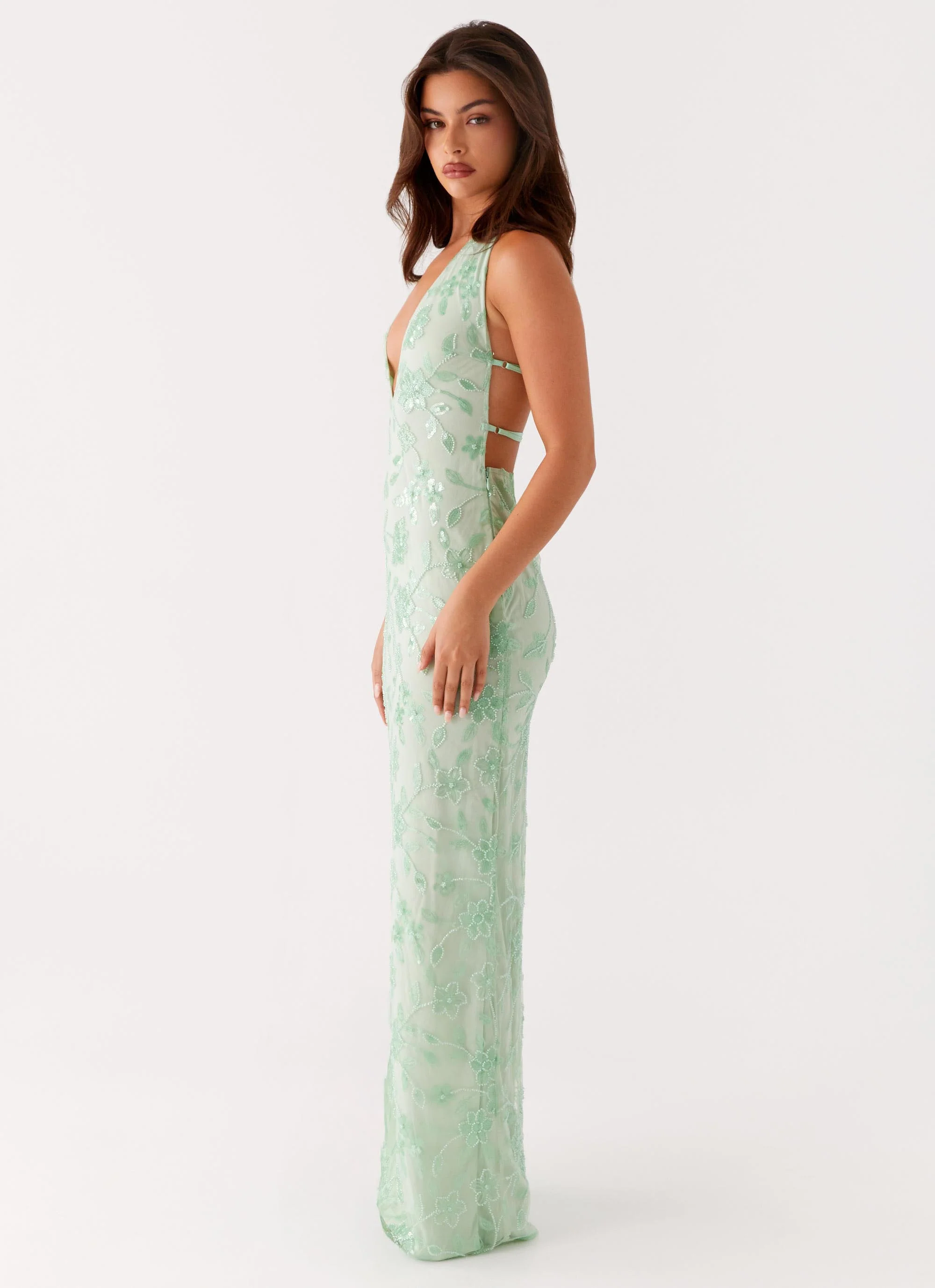 Cydney Beaded Maxi Dress - Sage