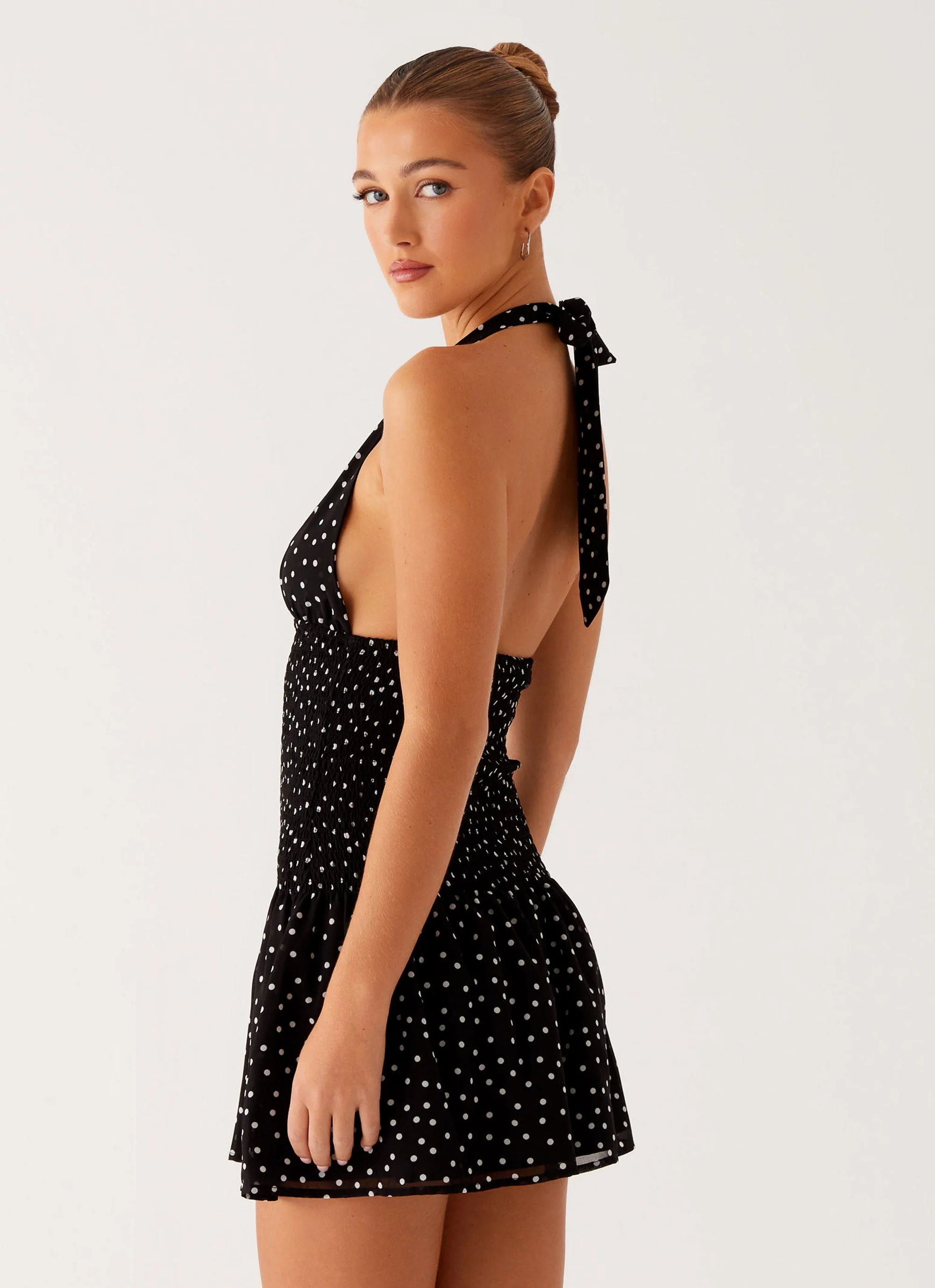 Holden Mini Dress - Black Polka Dot