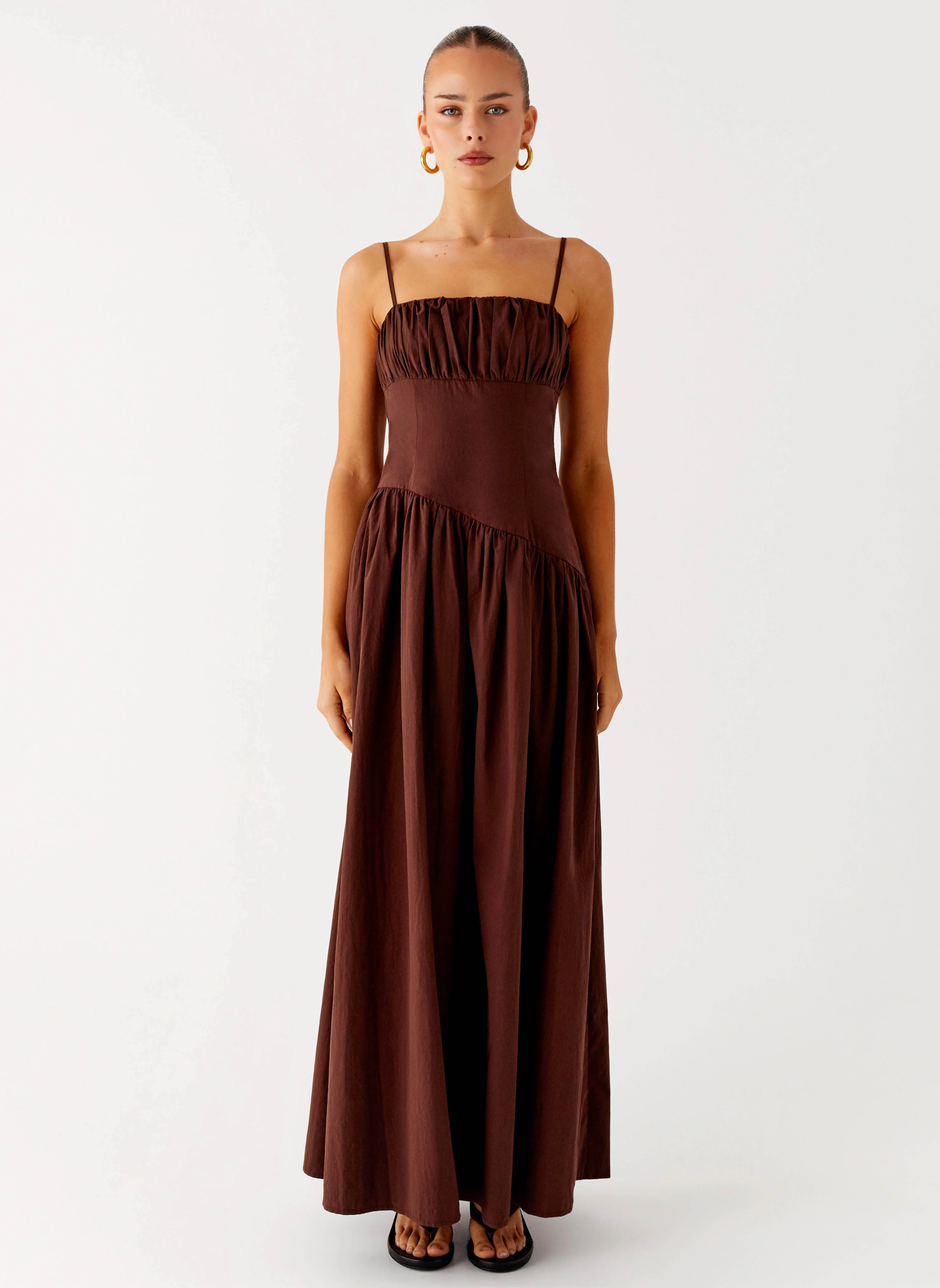 Yuna Drop Waist Maxi Dress - Chocolate