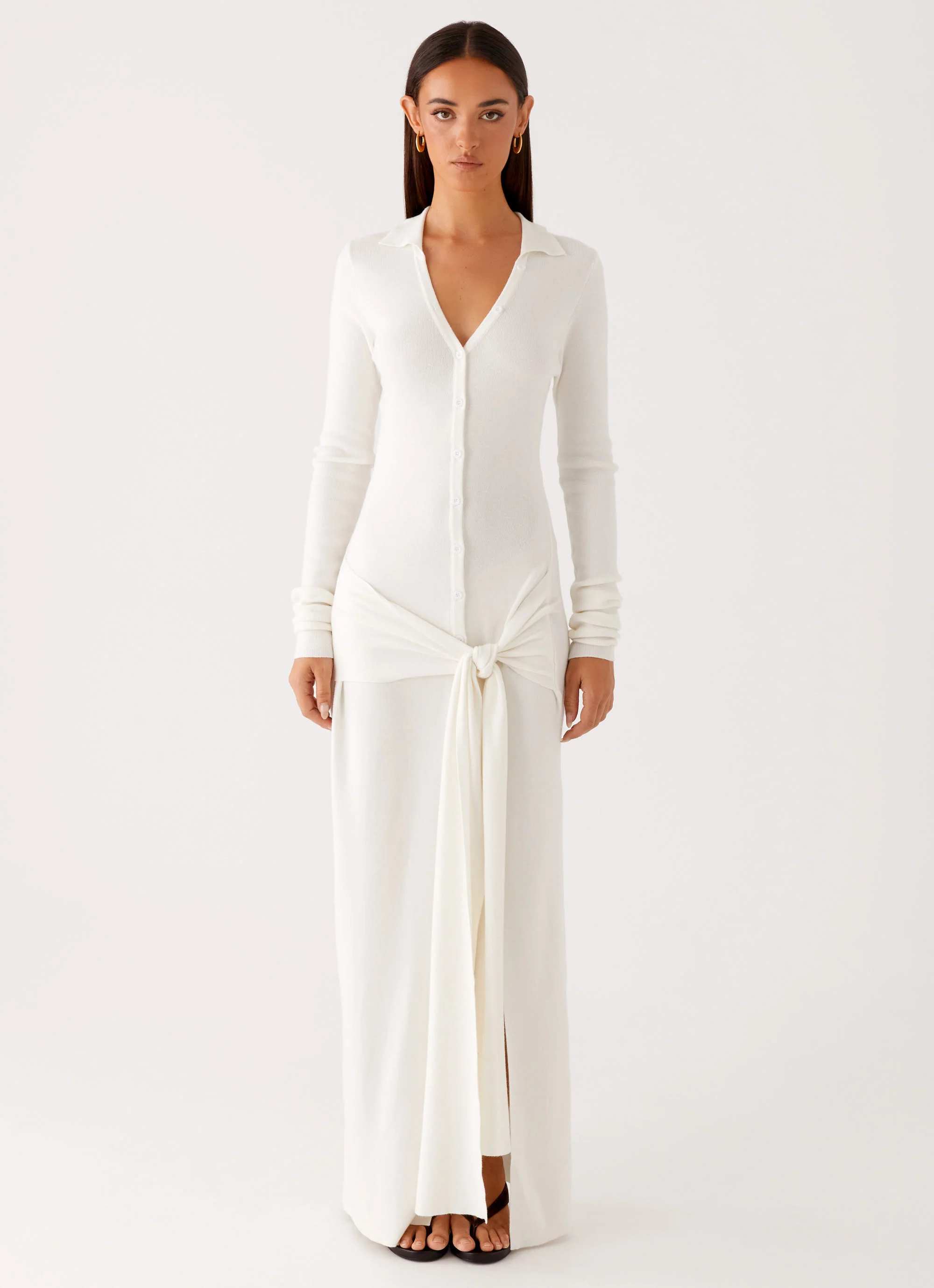 Sabetha Knit Maxi Dress - White