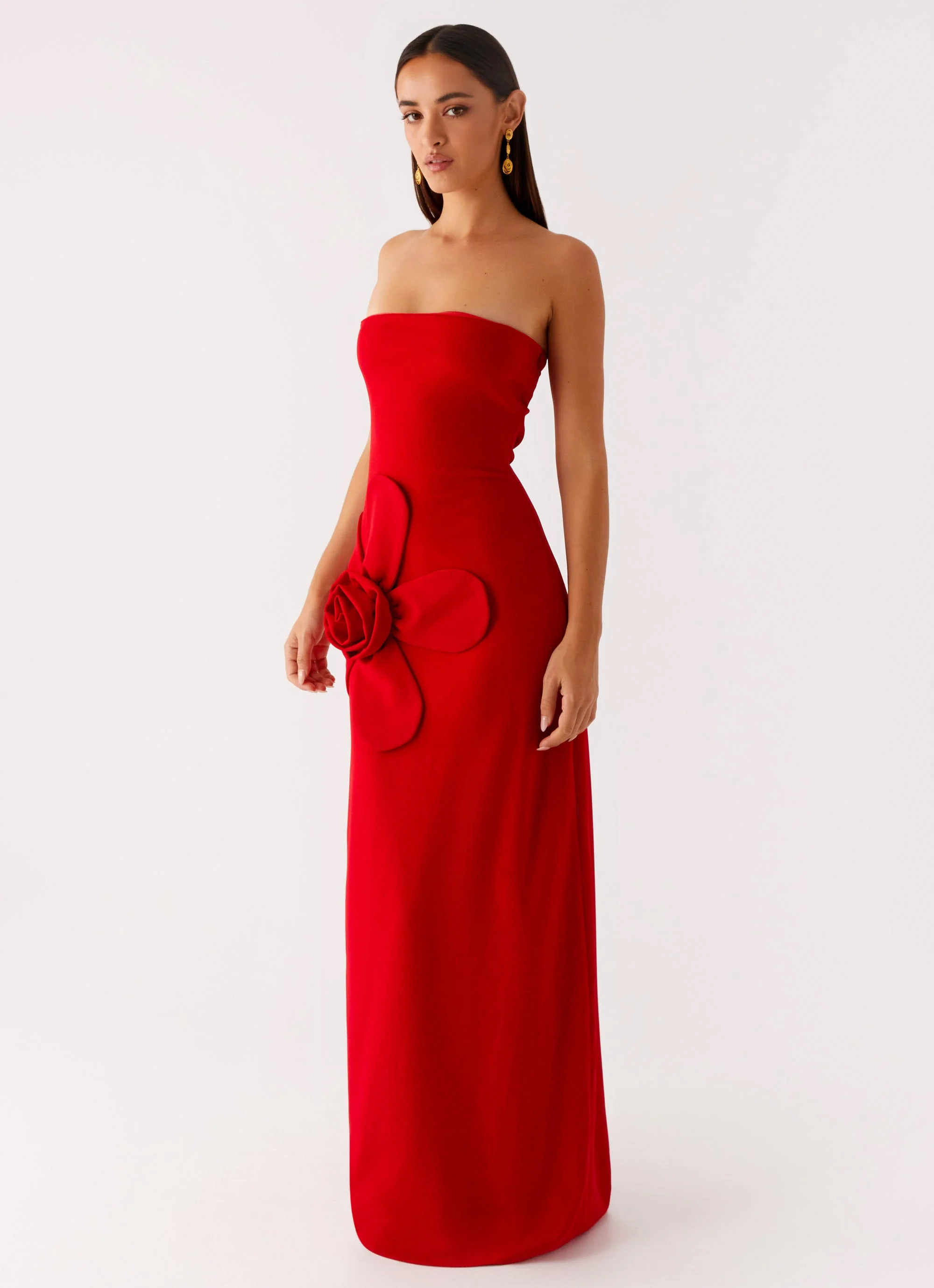 Hilton Strapless Maxi Dress - Red