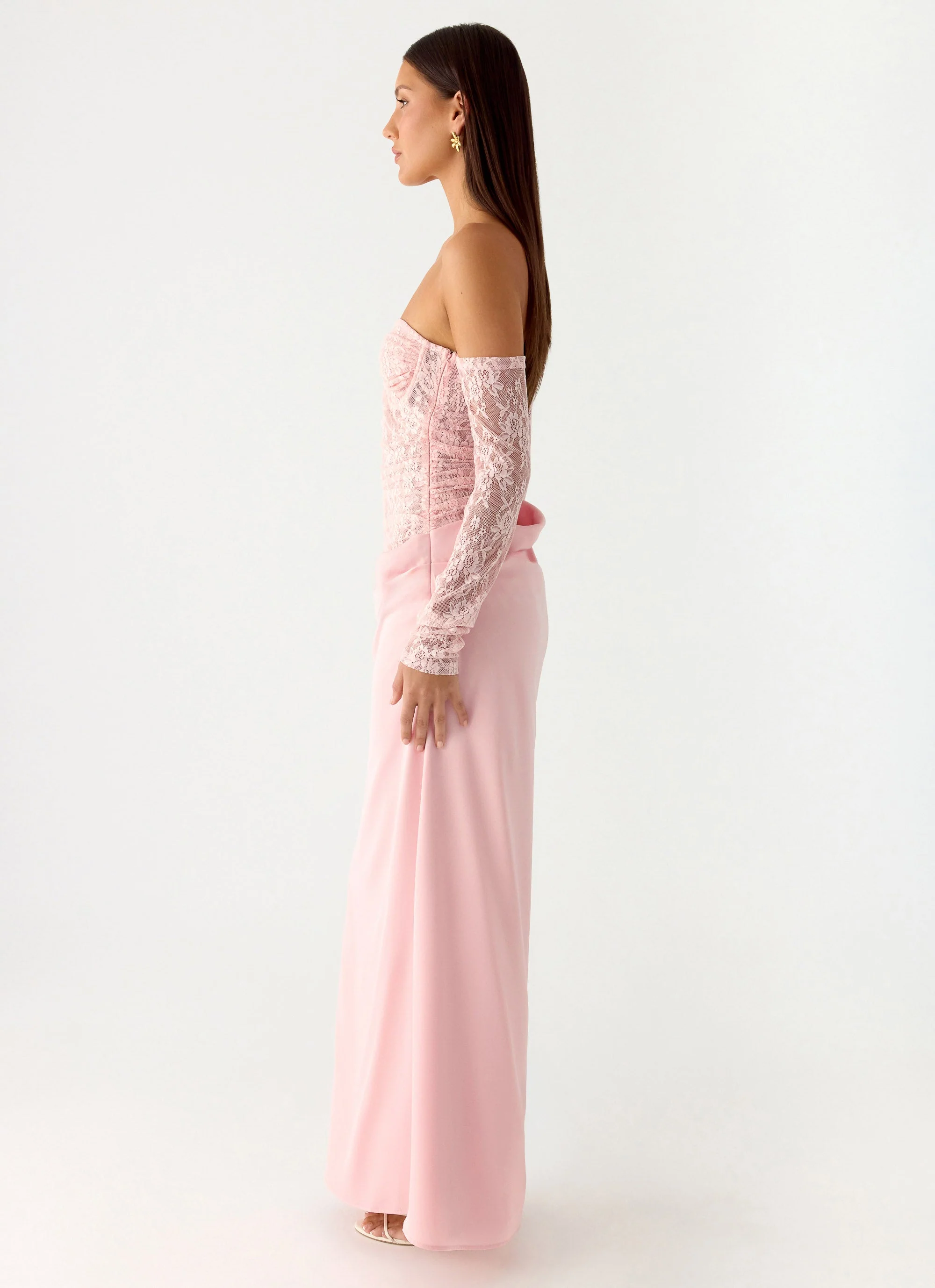 Kaina Off Shoulder Maxi Dress - Pink