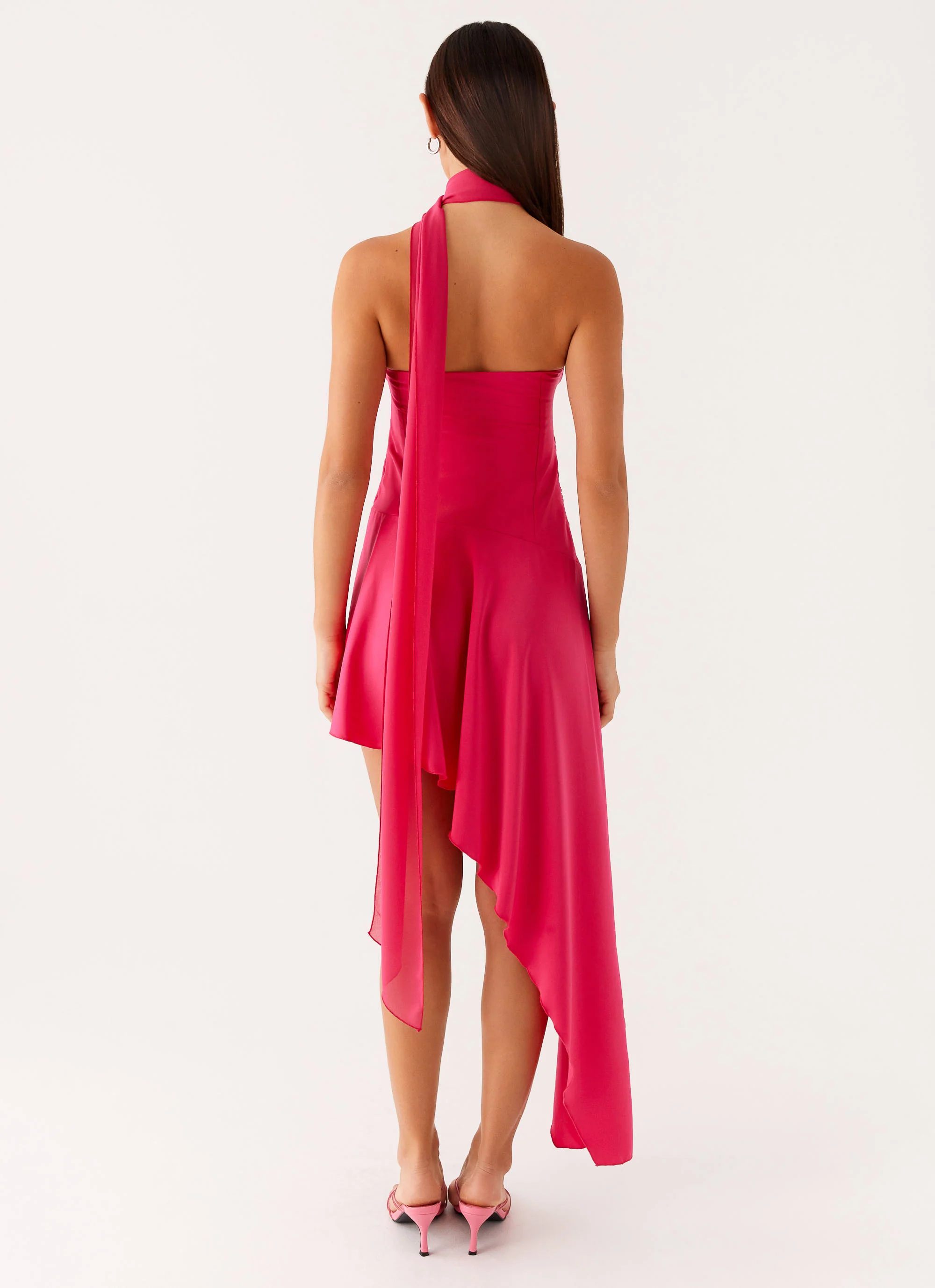 Circa Scarf Midi Dress - Hot Pink