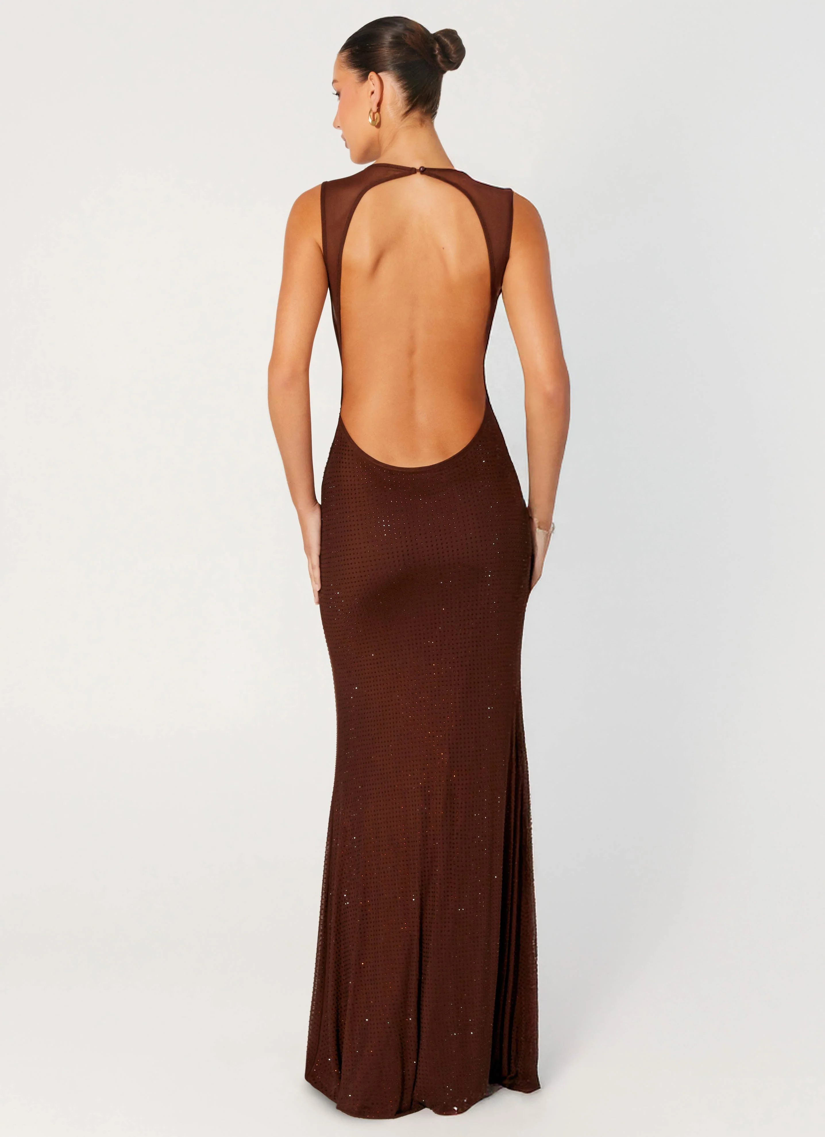 Hot Sequins Maxi Dress - Chocolate