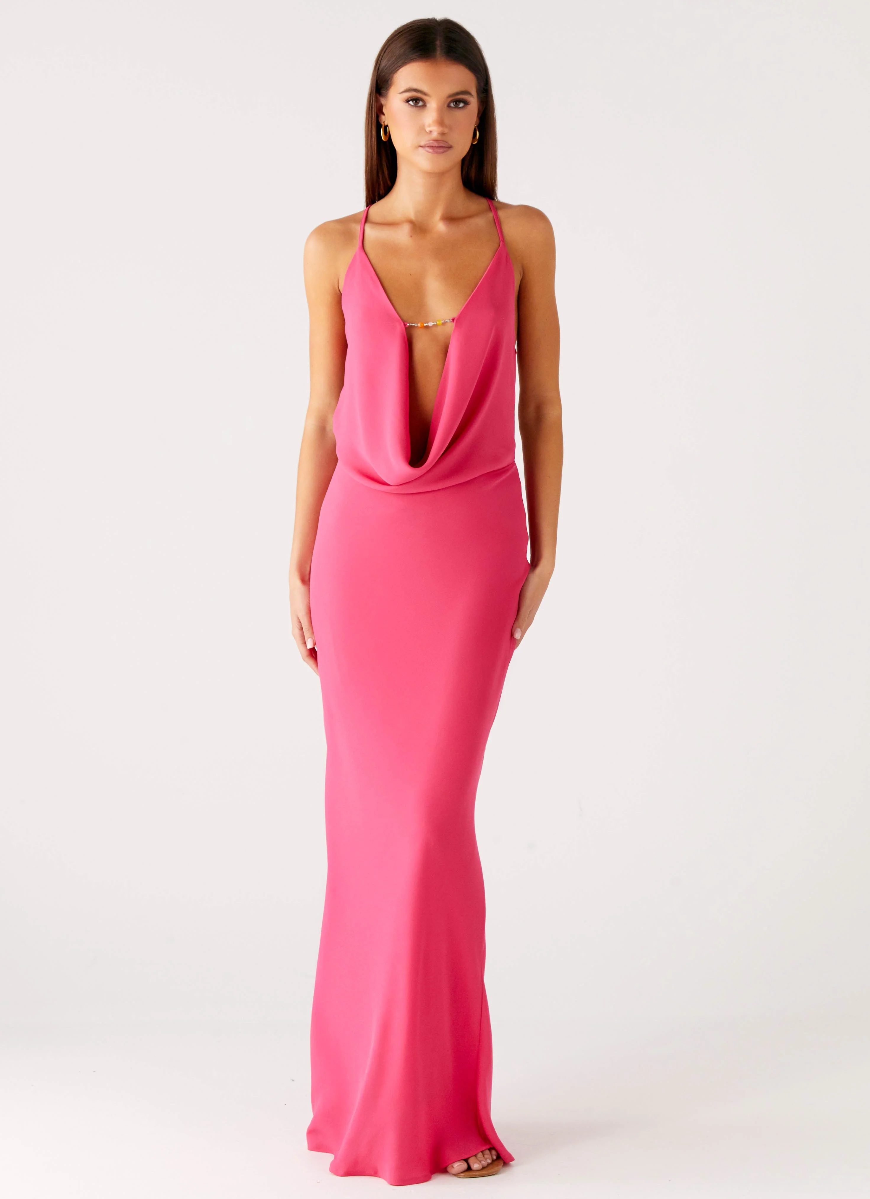 Pure Heart Cowl Maxi Dress - Fuchsia