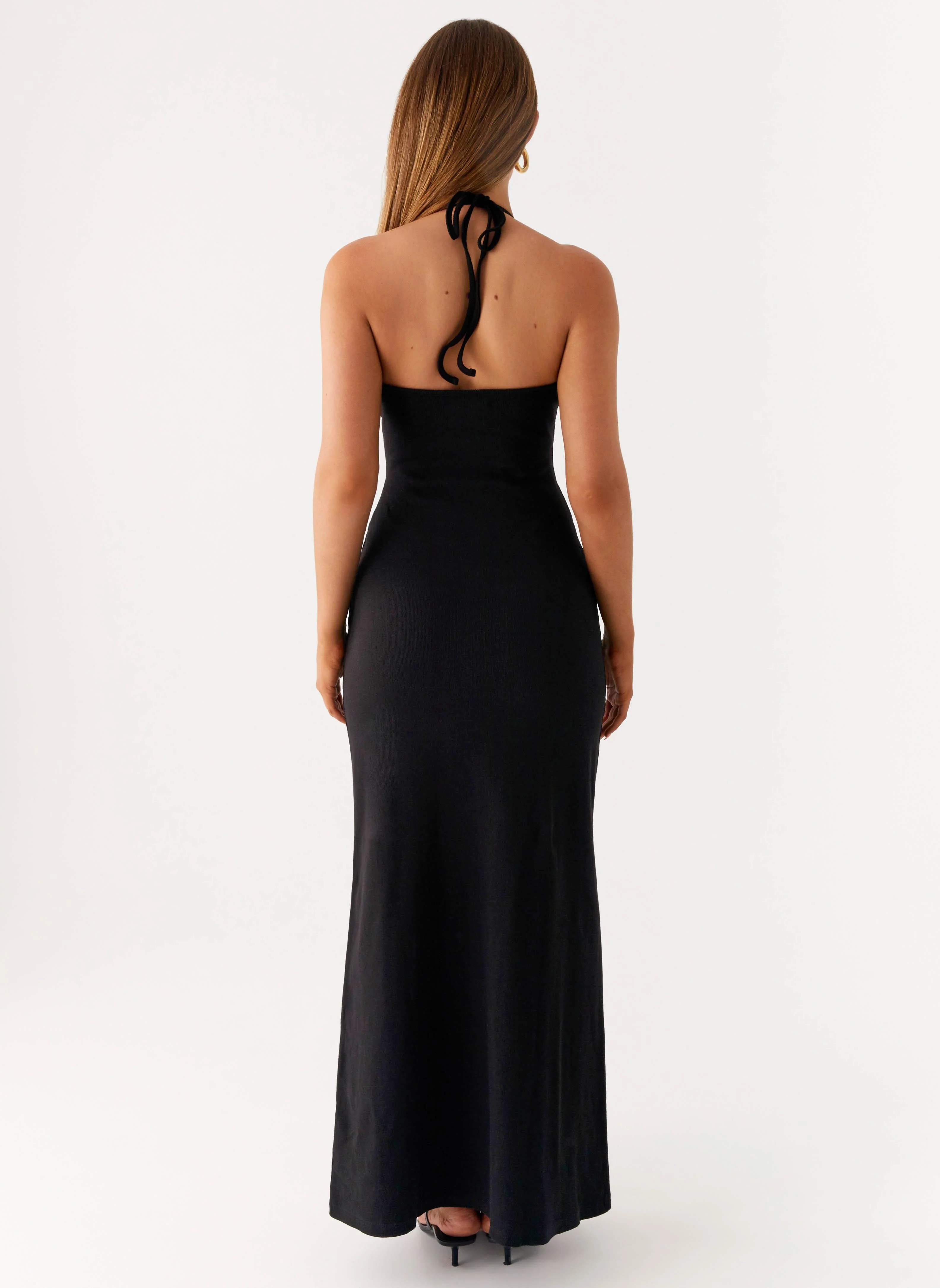 Yaselle Button Front Maxi Dress - Black