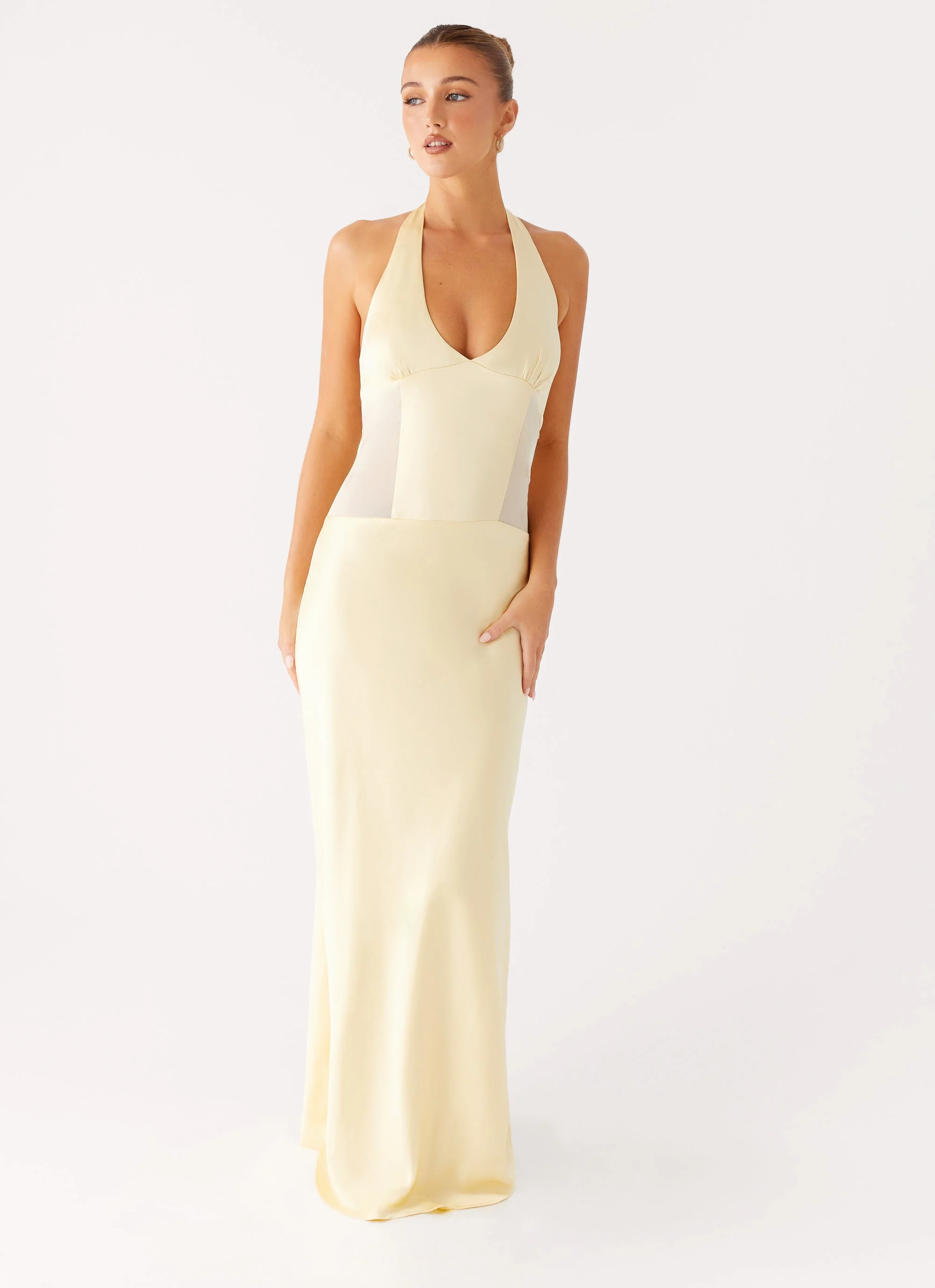 Ambre Mesh Panel Maxi Dress - Yellow