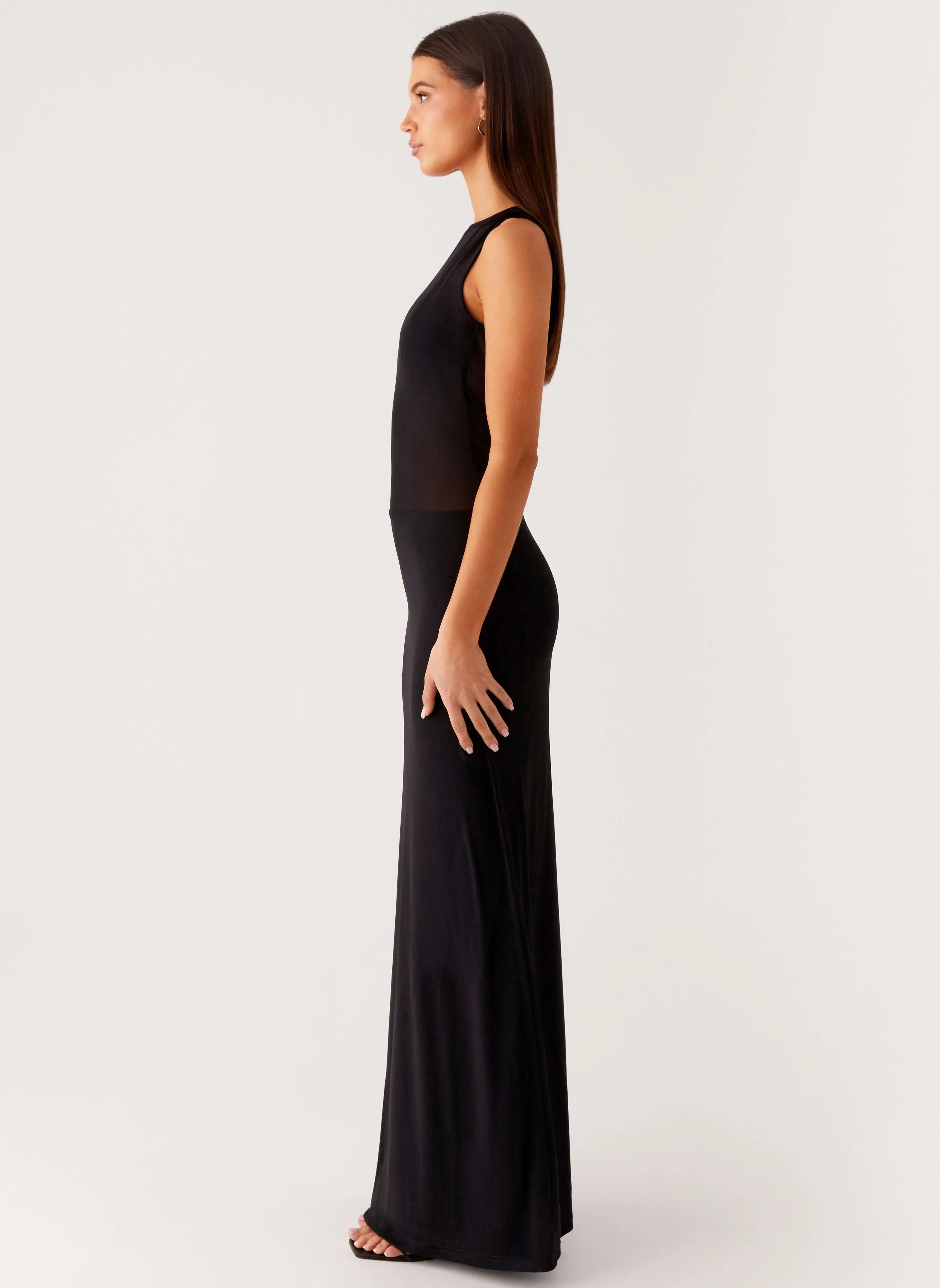 lyria Mesh Maxi Dress - Black
