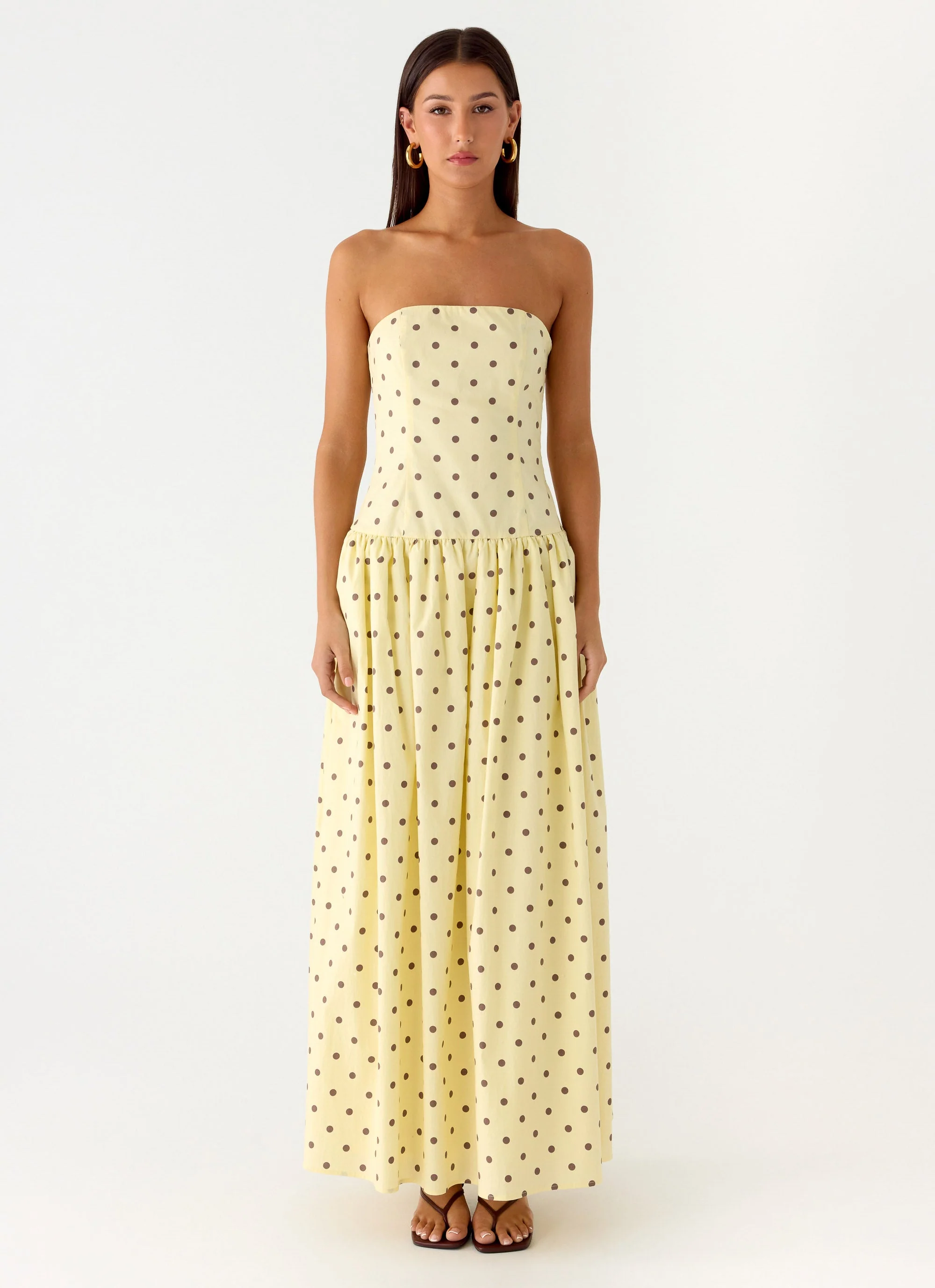 Andorra Maxi Dress - Yellow Polkadot
