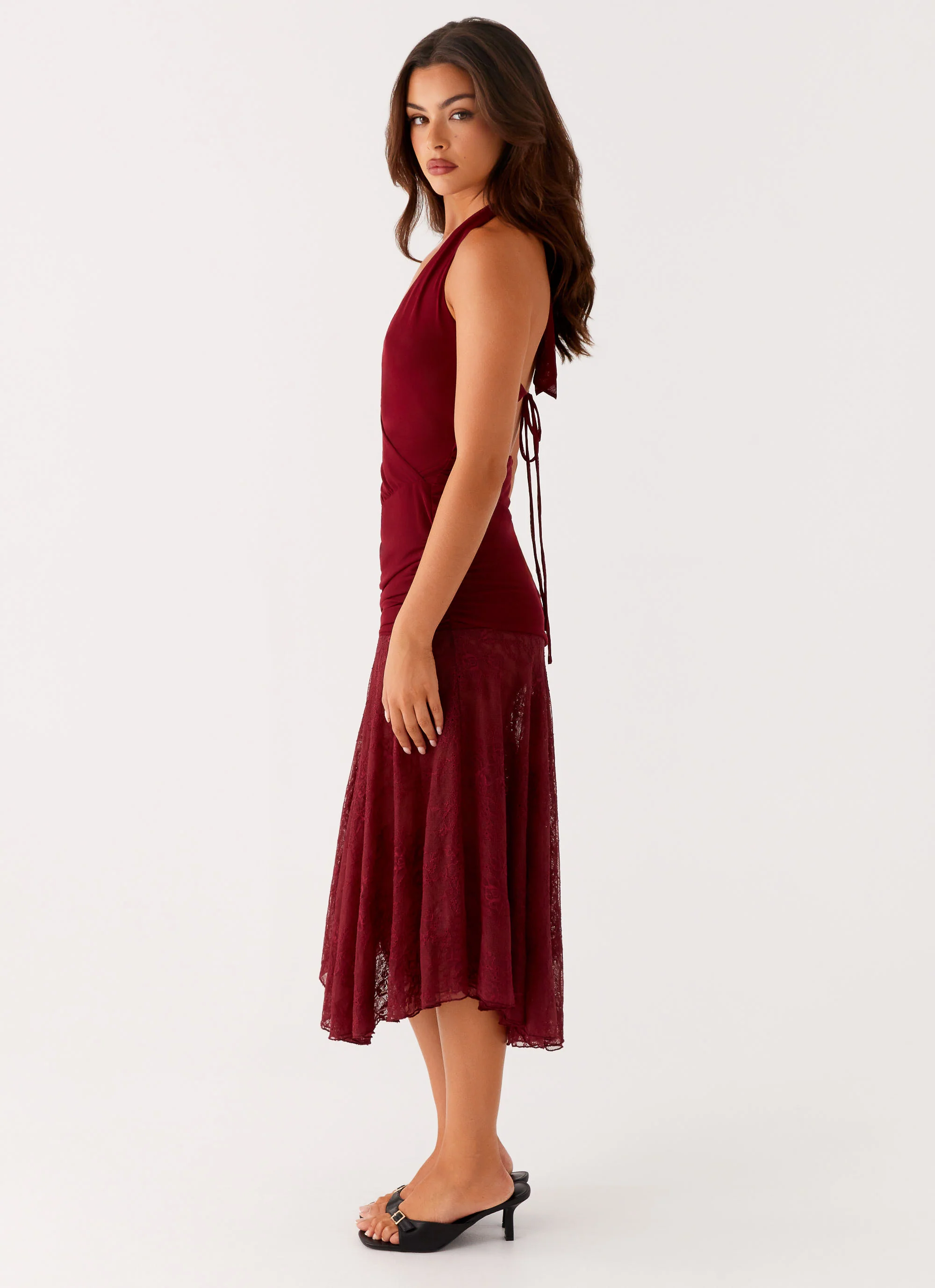 Burnout Midi Dress - Maroon