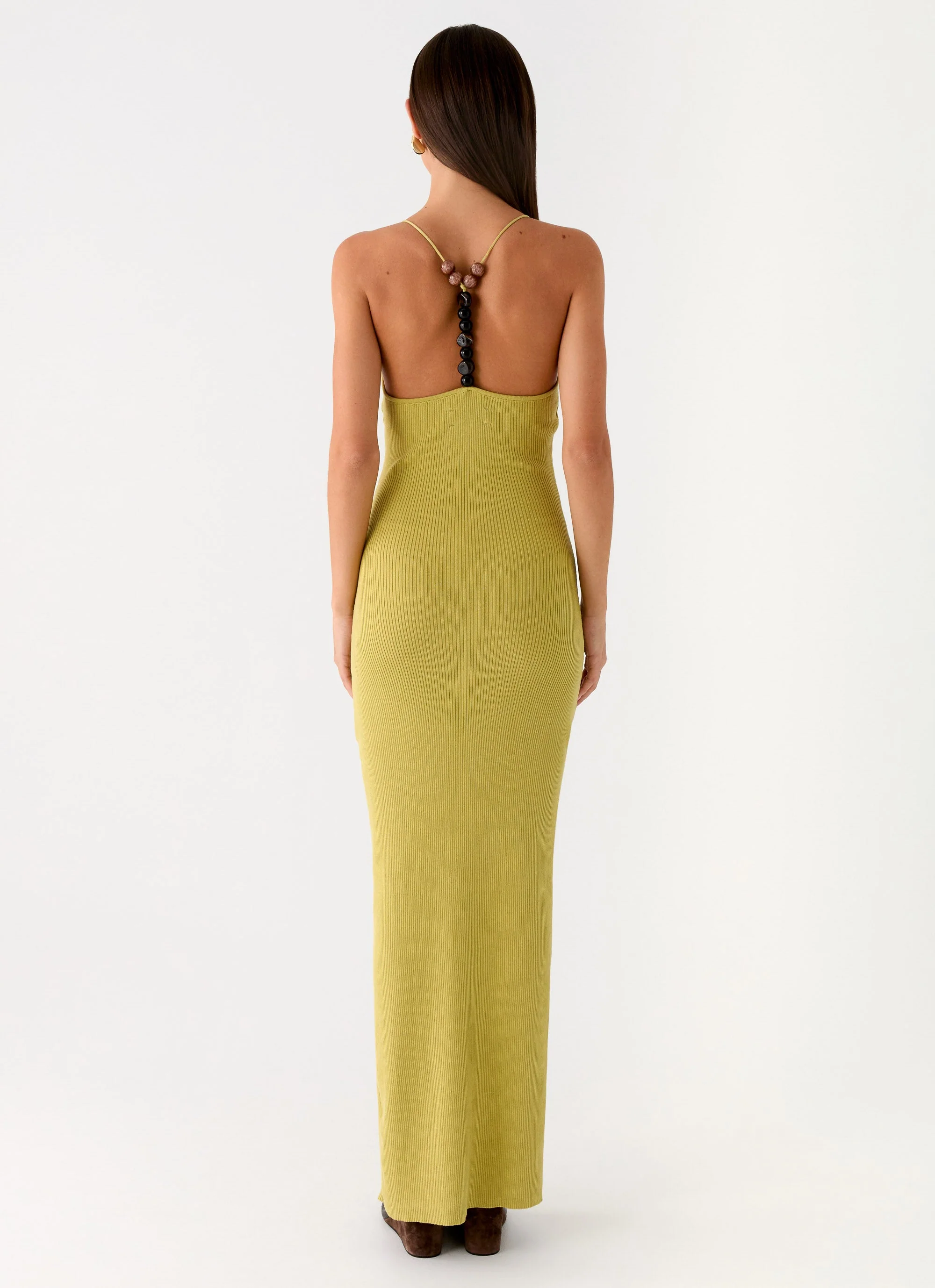 Hold On Tight Knit Maxi Dress - Olive