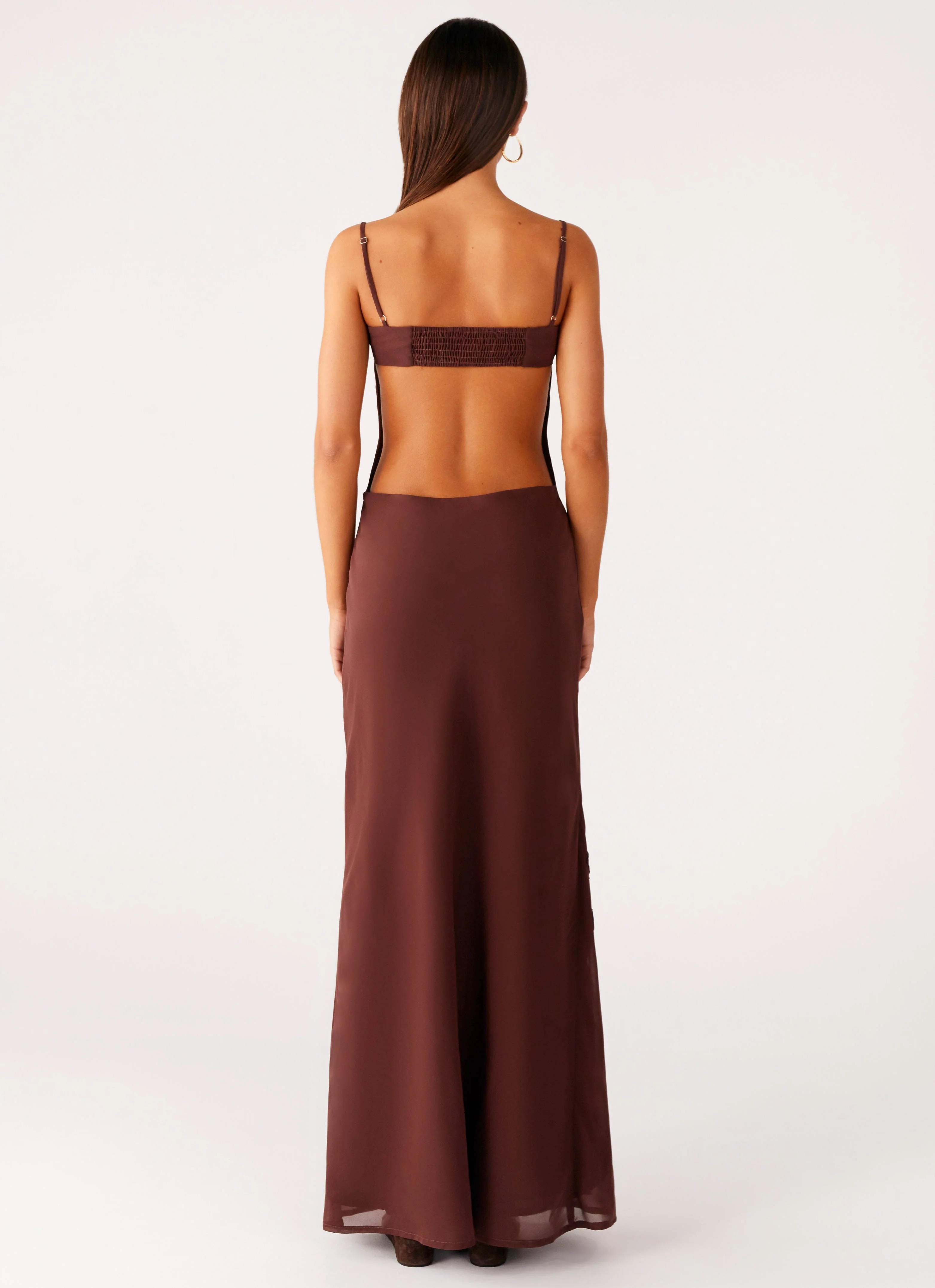 Bayla Beaded Flower Maxi Dress - Chocolate