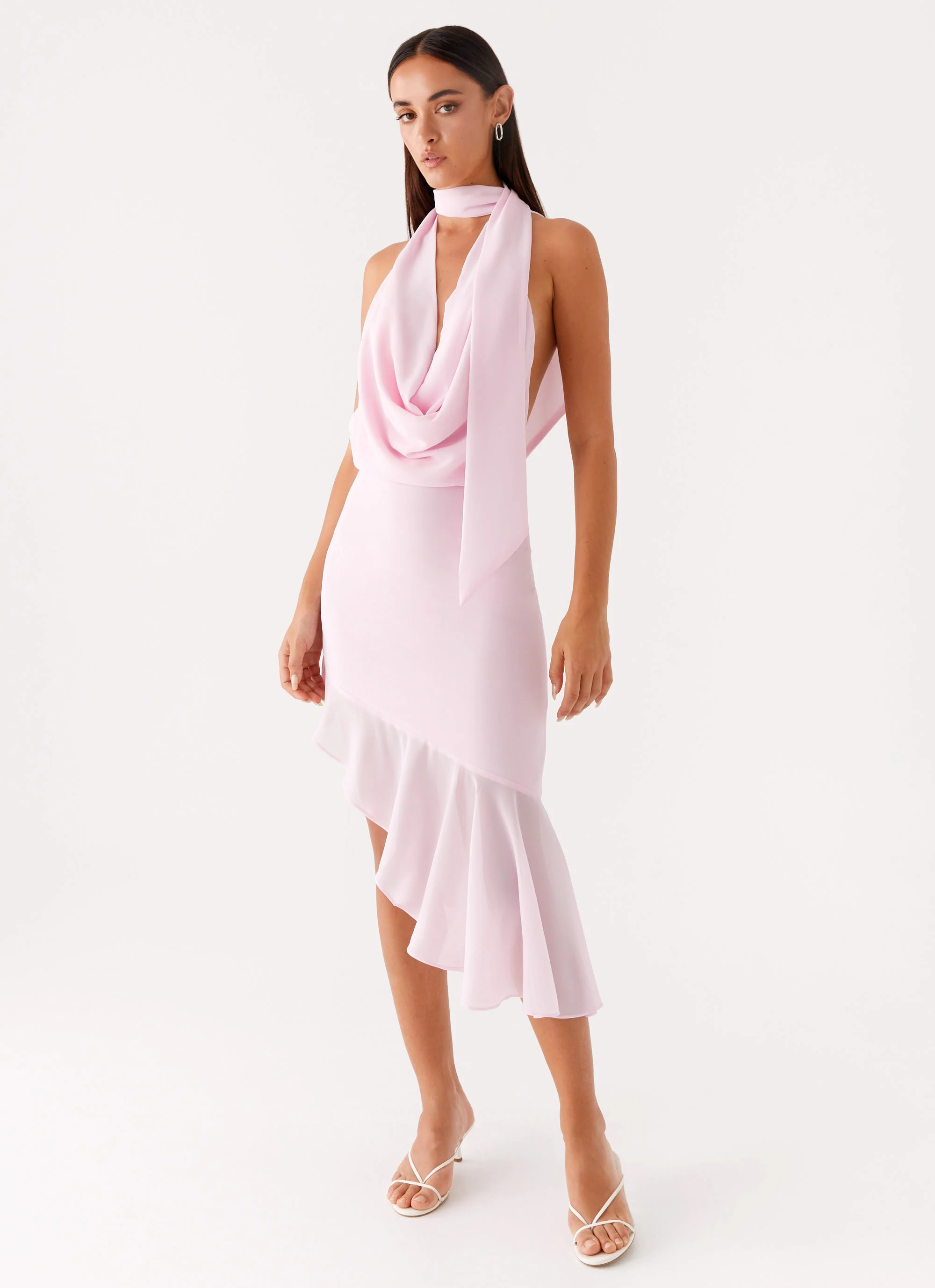 Layna Scarf Midi Dress - Pink