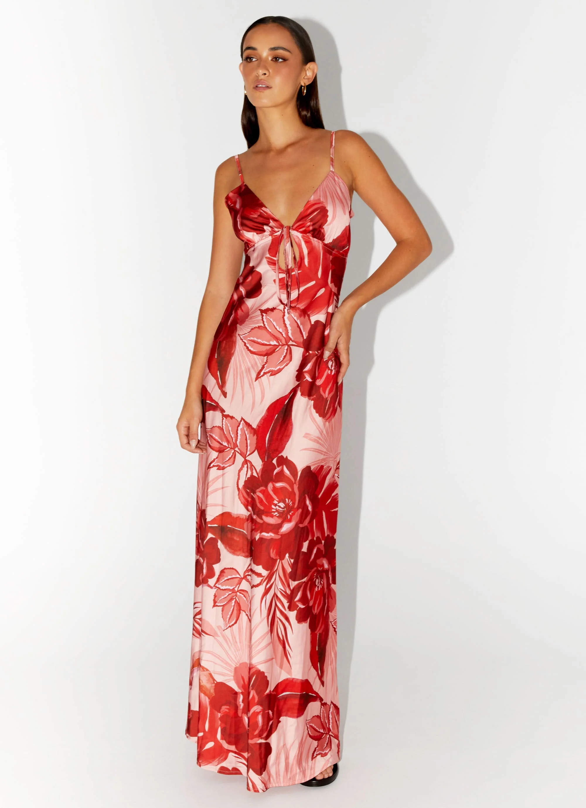Flora Satin Maxi Dress - Sicily Sunsets Print