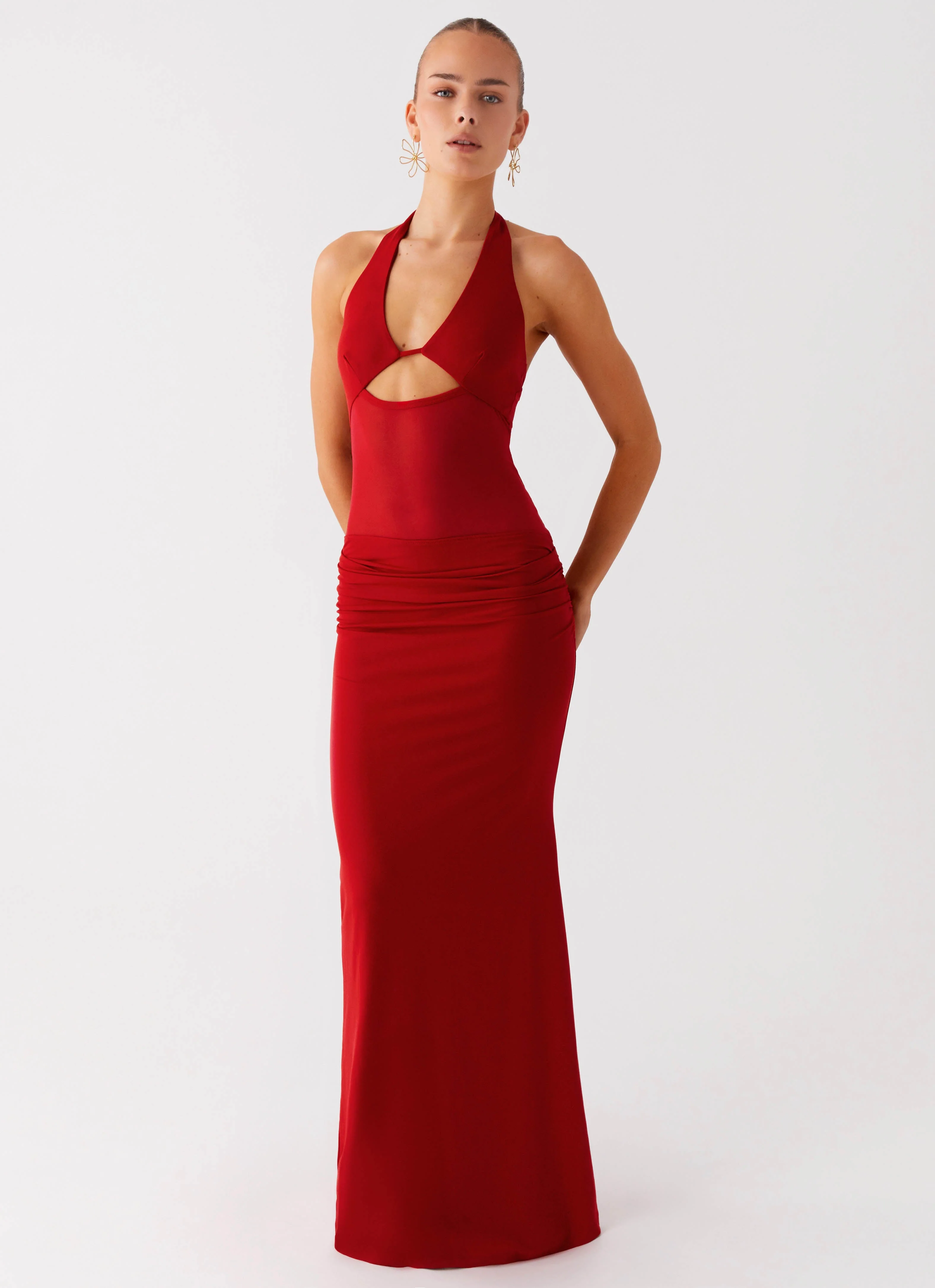 Billen Halter Maxi Dress - Red