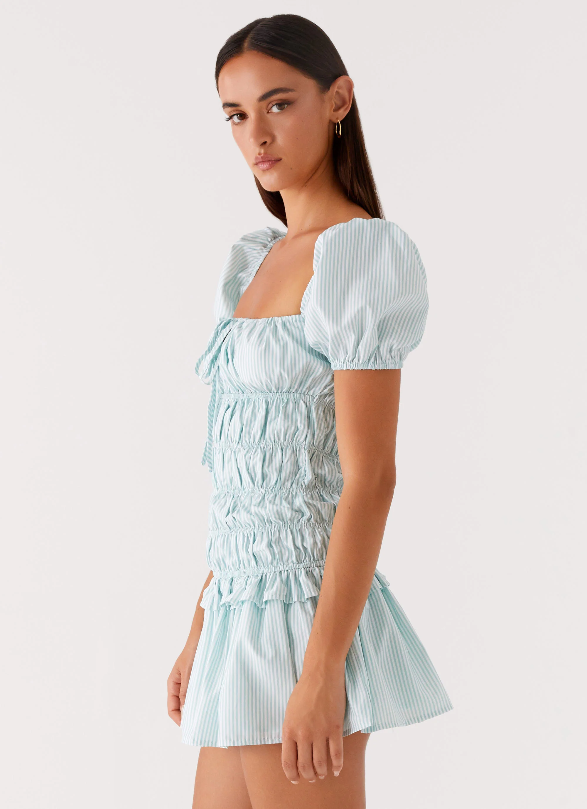 Yolene Mini Dress - Green Gingham