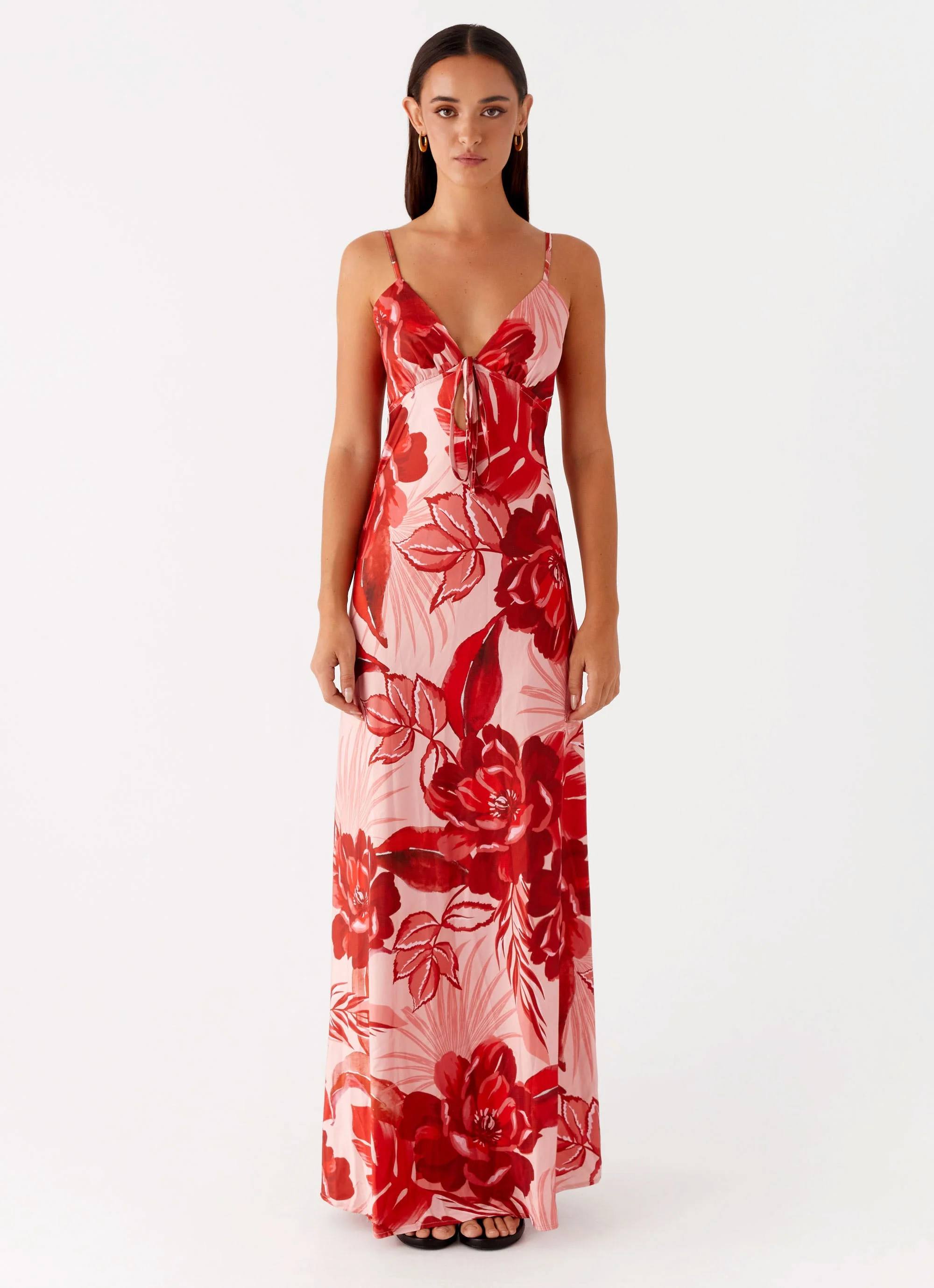 Flora Satin Maxi Dress - Sicily Sunsets Print