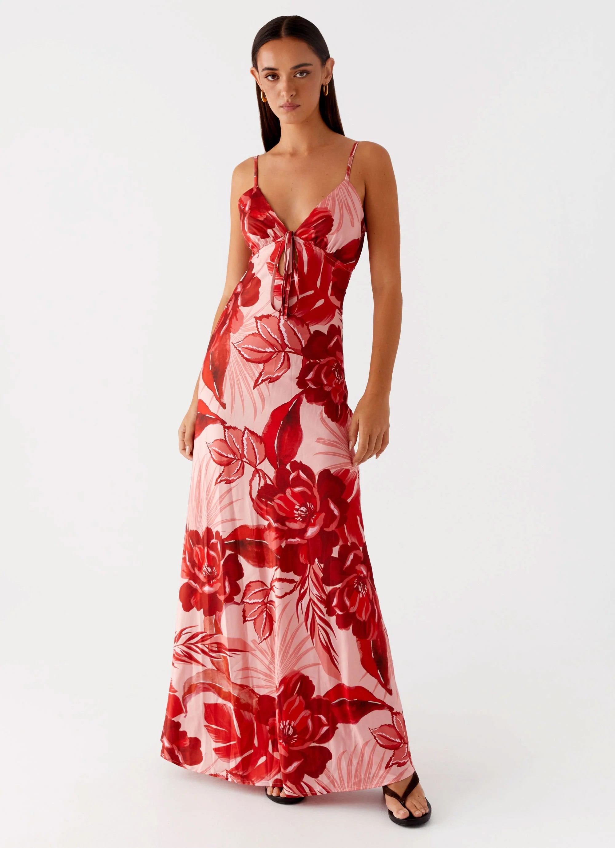 Flora Satin Maxi Dress - Sicily Sunsets Print