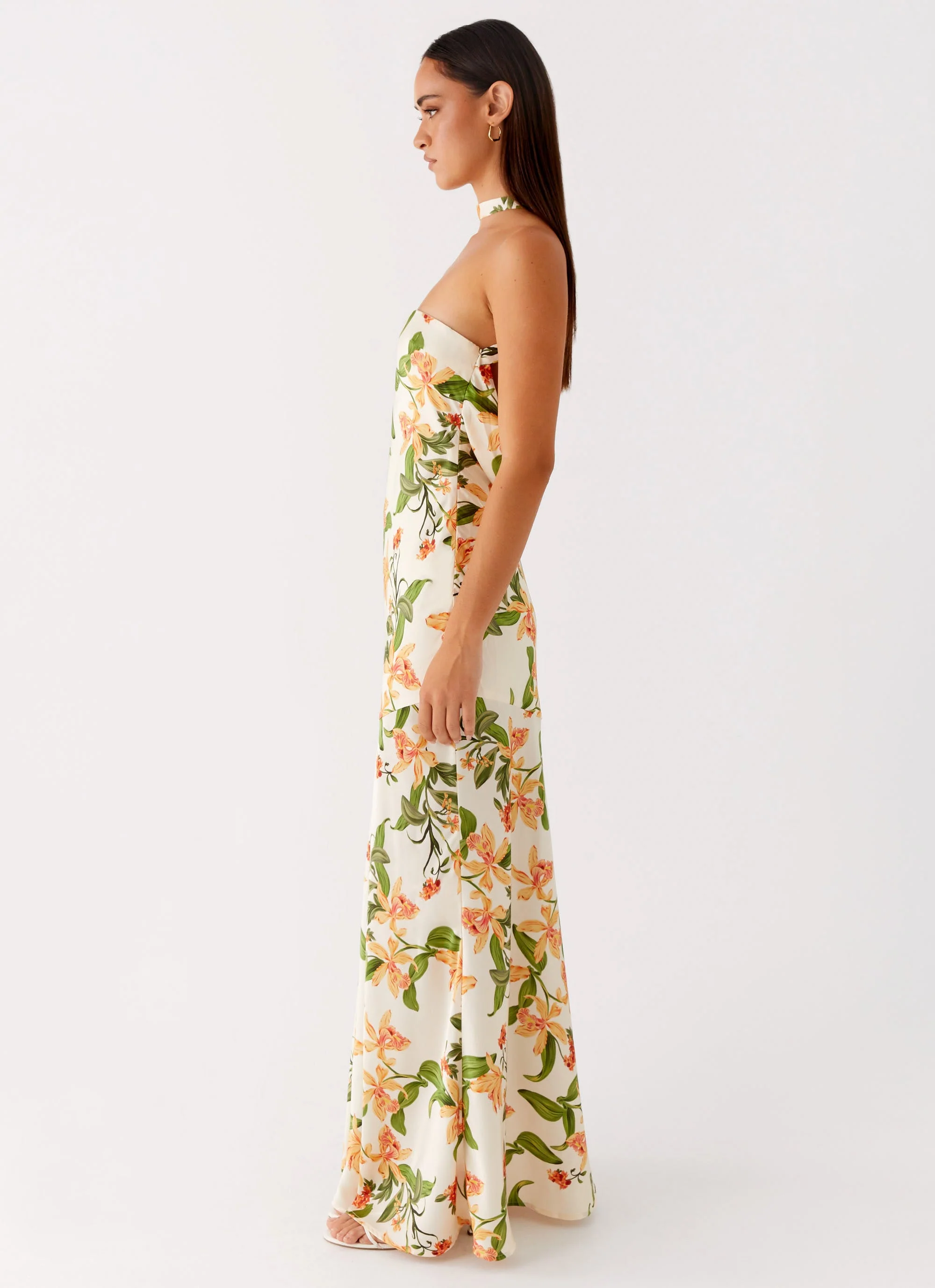 Damali Satin Maxi Dress - Floral Print