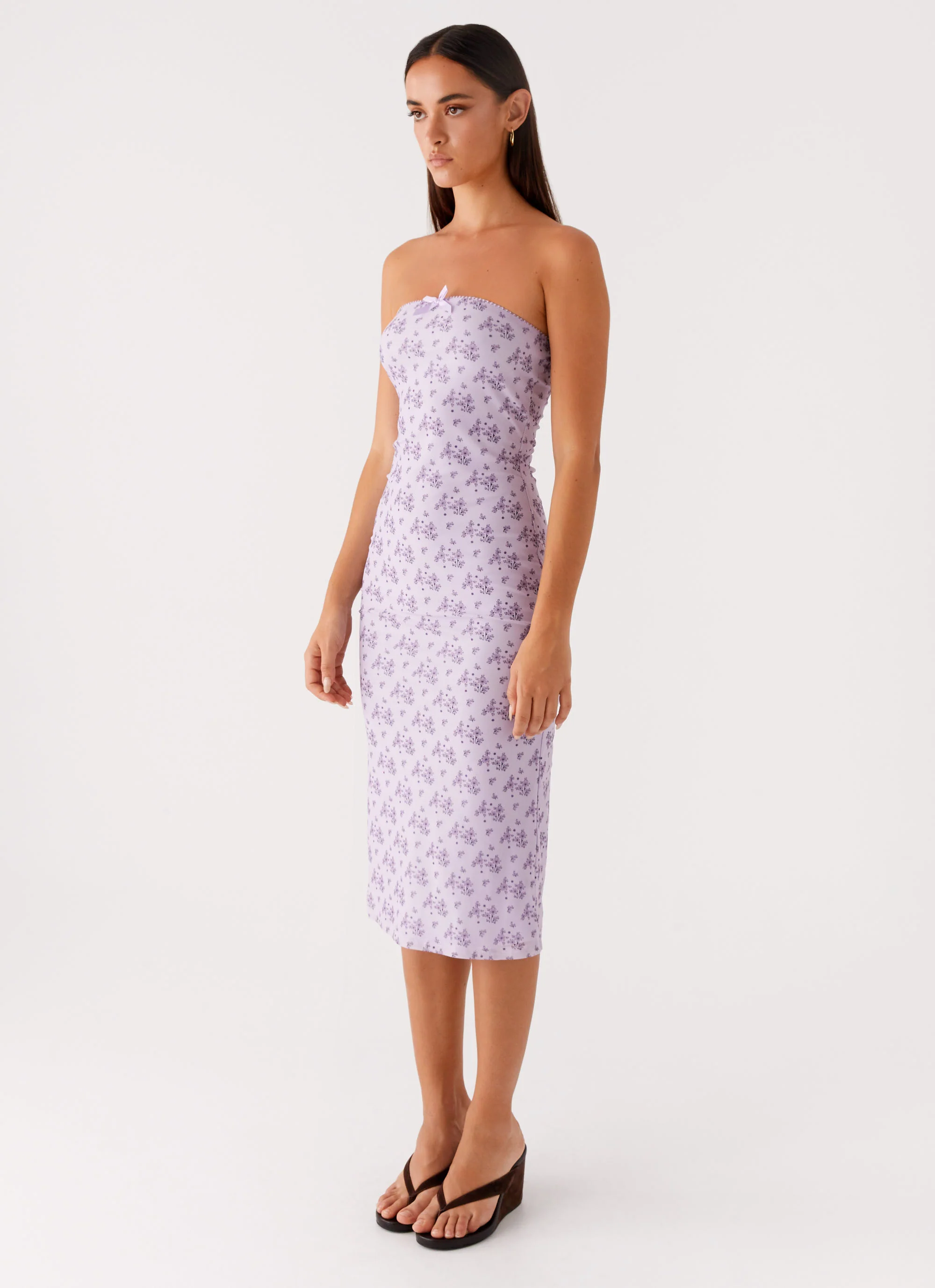 Keila Strapless Midi Dress - Lavender Meadow