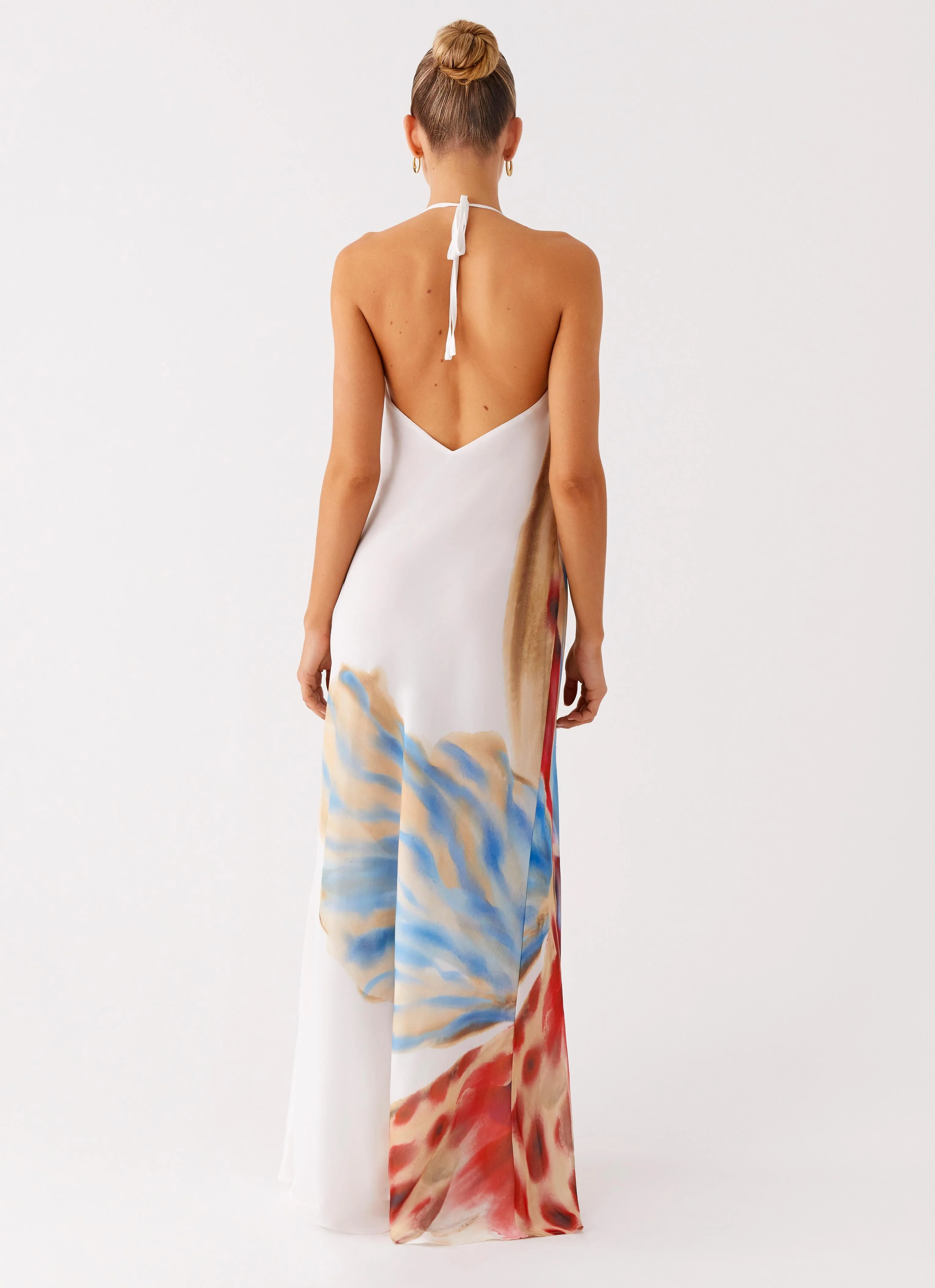 Stars Align Cowl Maxi Dress - White Sea Bloom