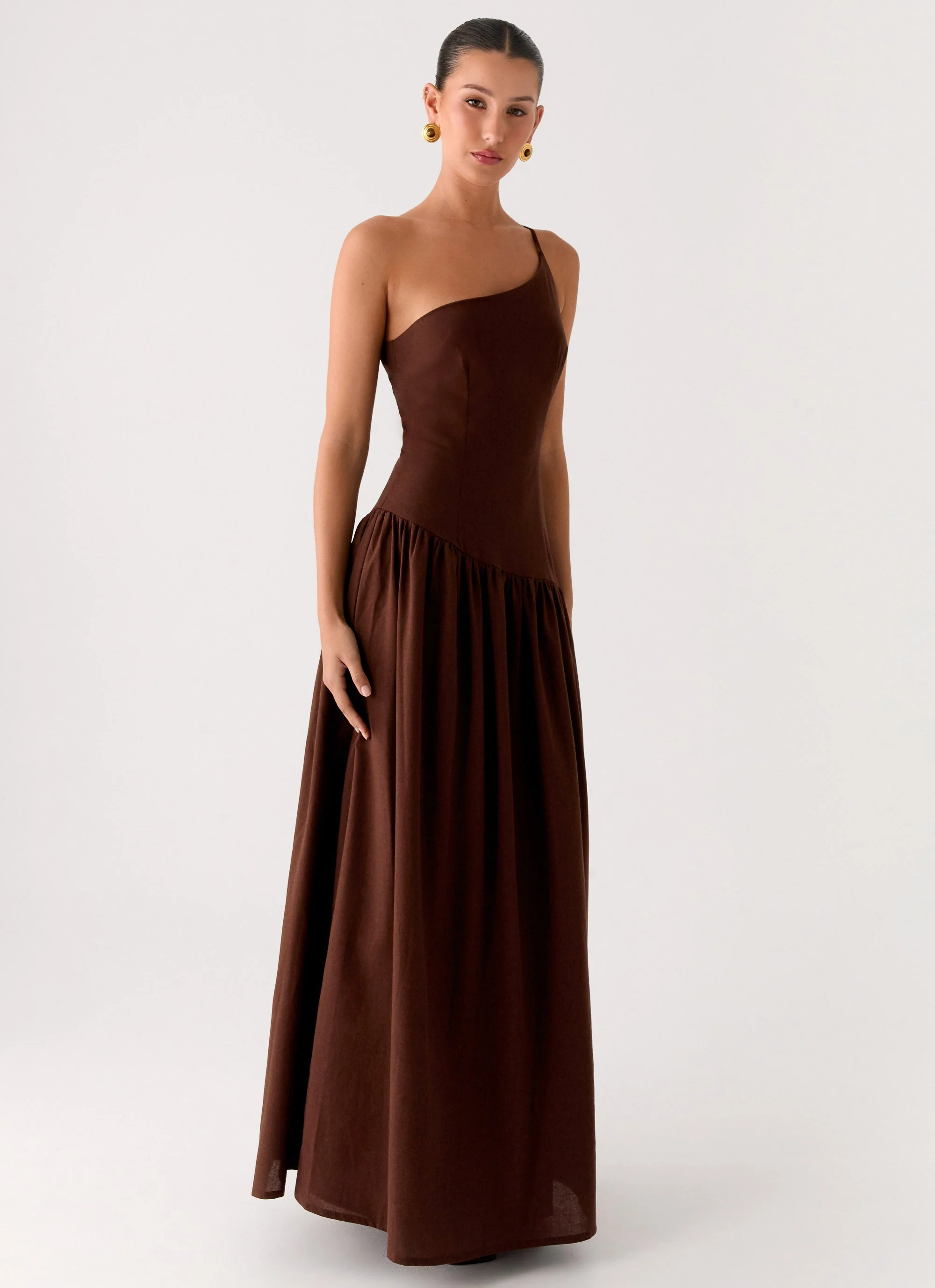 Thinking About You Linen Maxi Dress - Brown