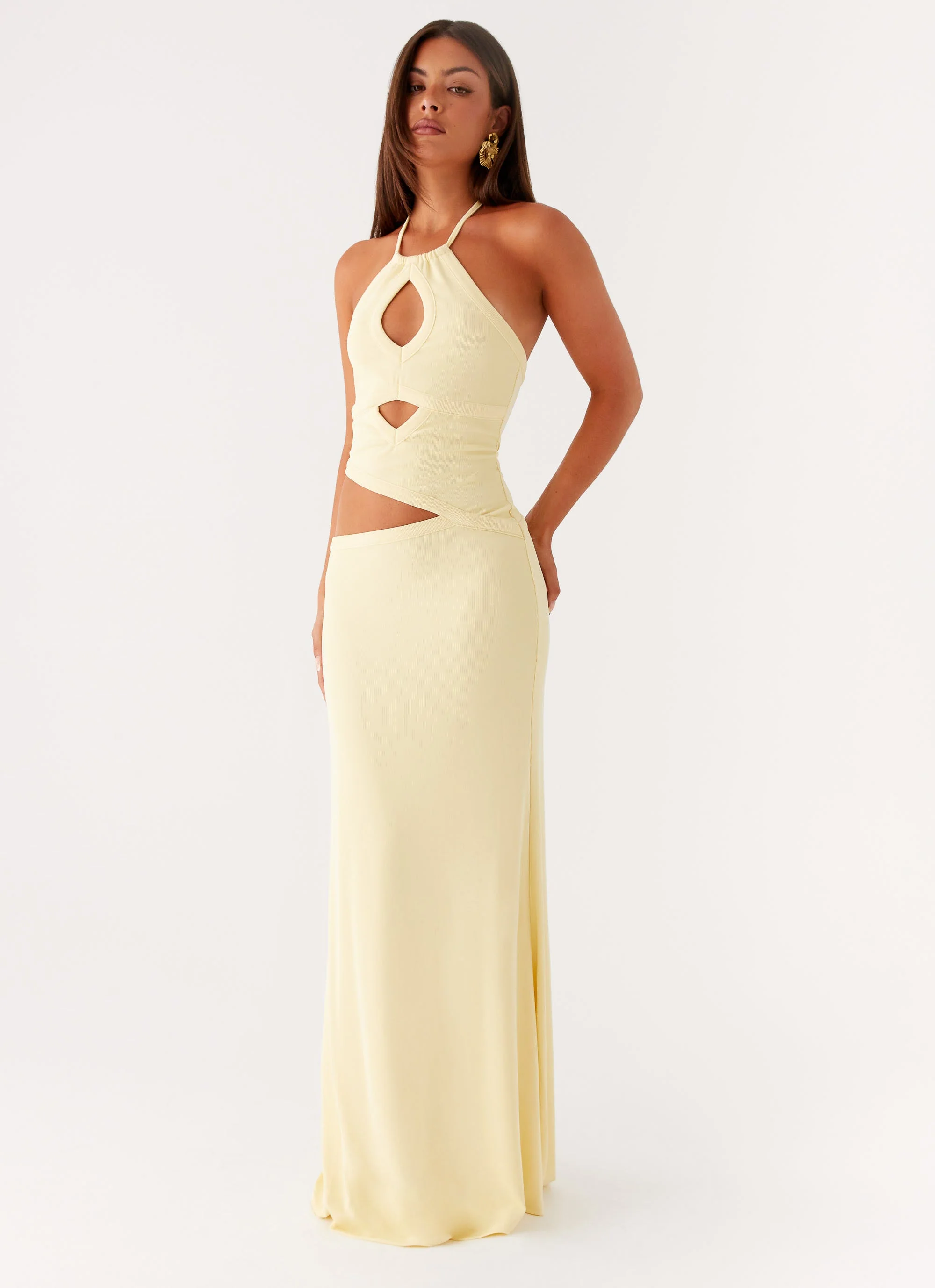 Lanah Cut Out Maxi Dress - Yellow