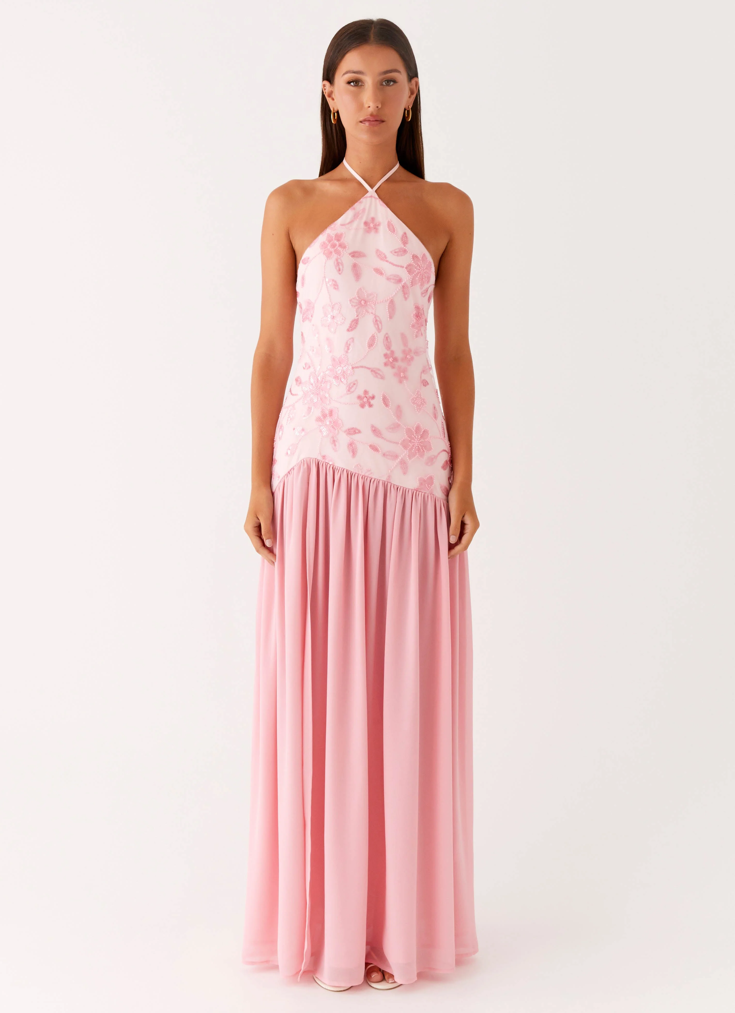 Janelle Beaded Maxi Dress - Pink