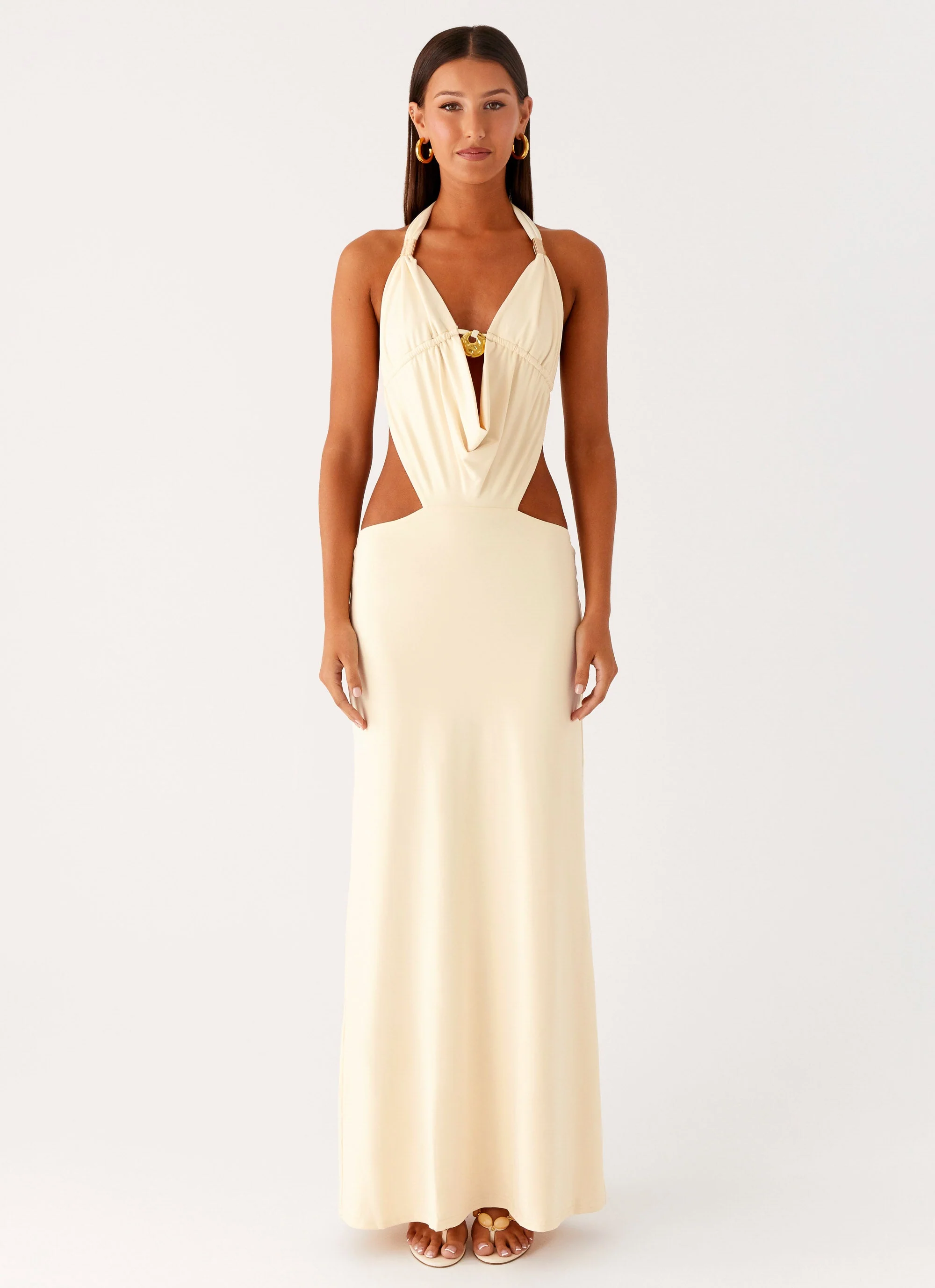 Torina Halter Maxi Dress - Lemon