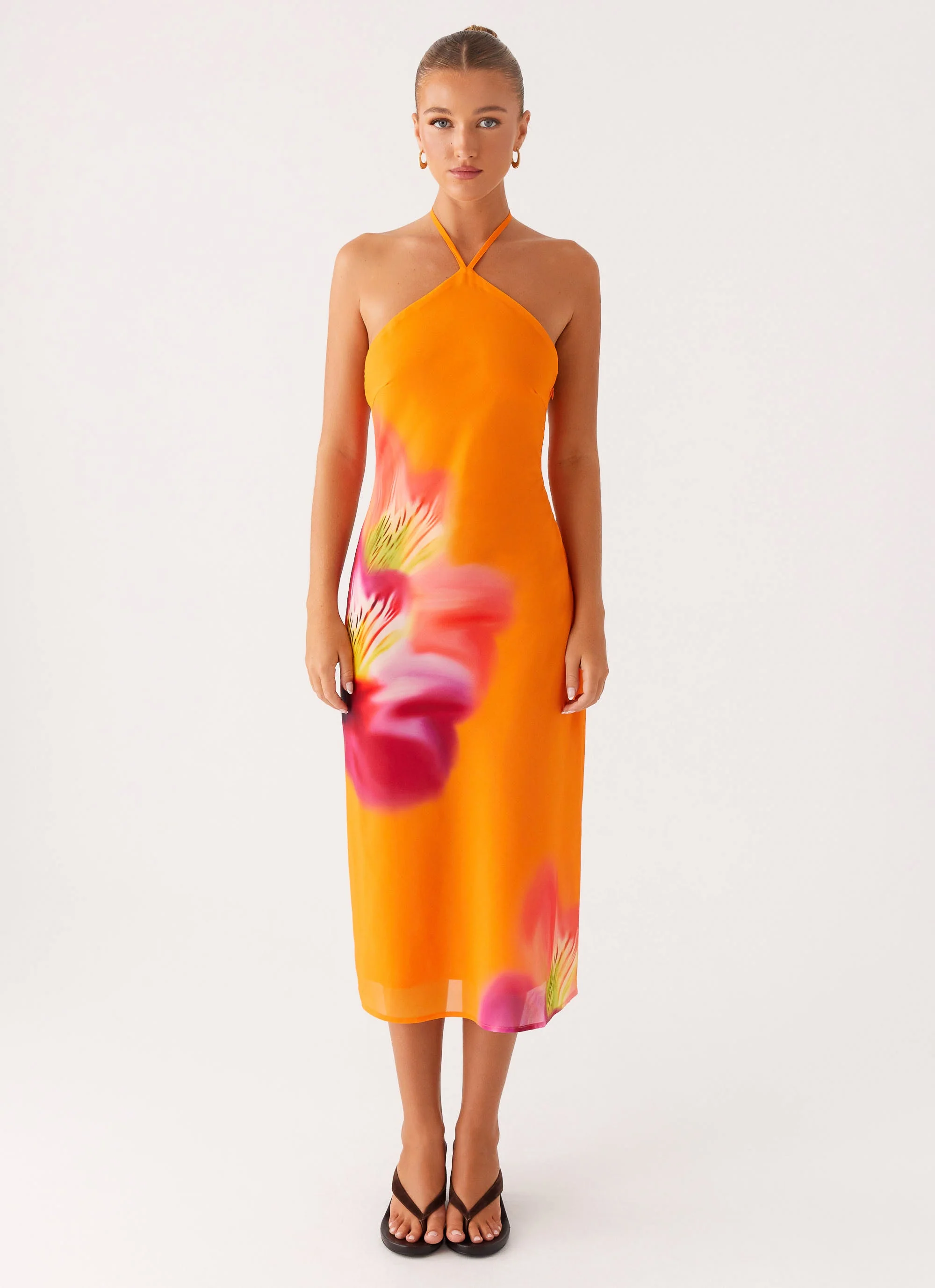 Kea Midi Dress - Orange Tropical