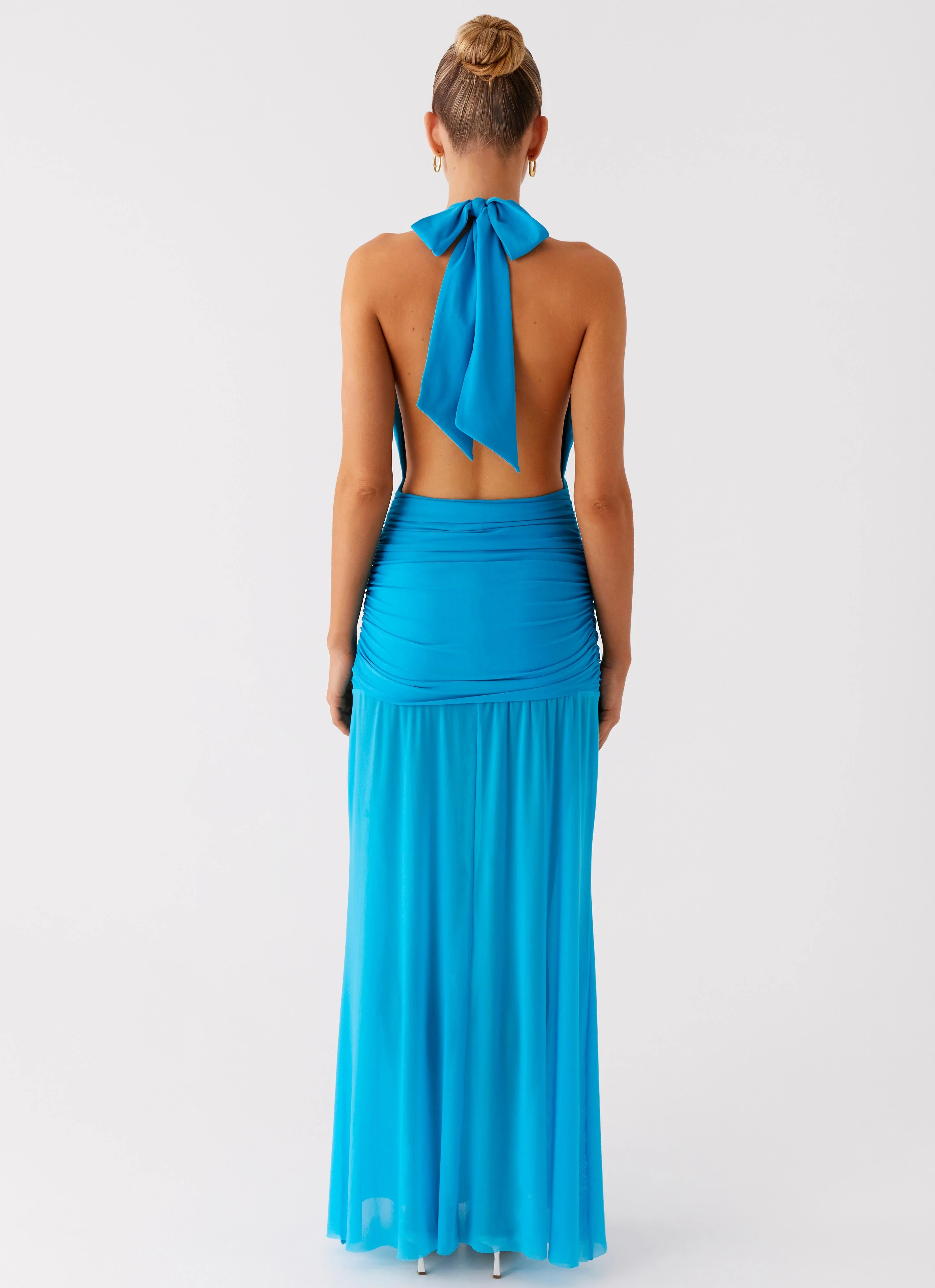 Dilemma Halter Maxi Dress - Turquoise Blue