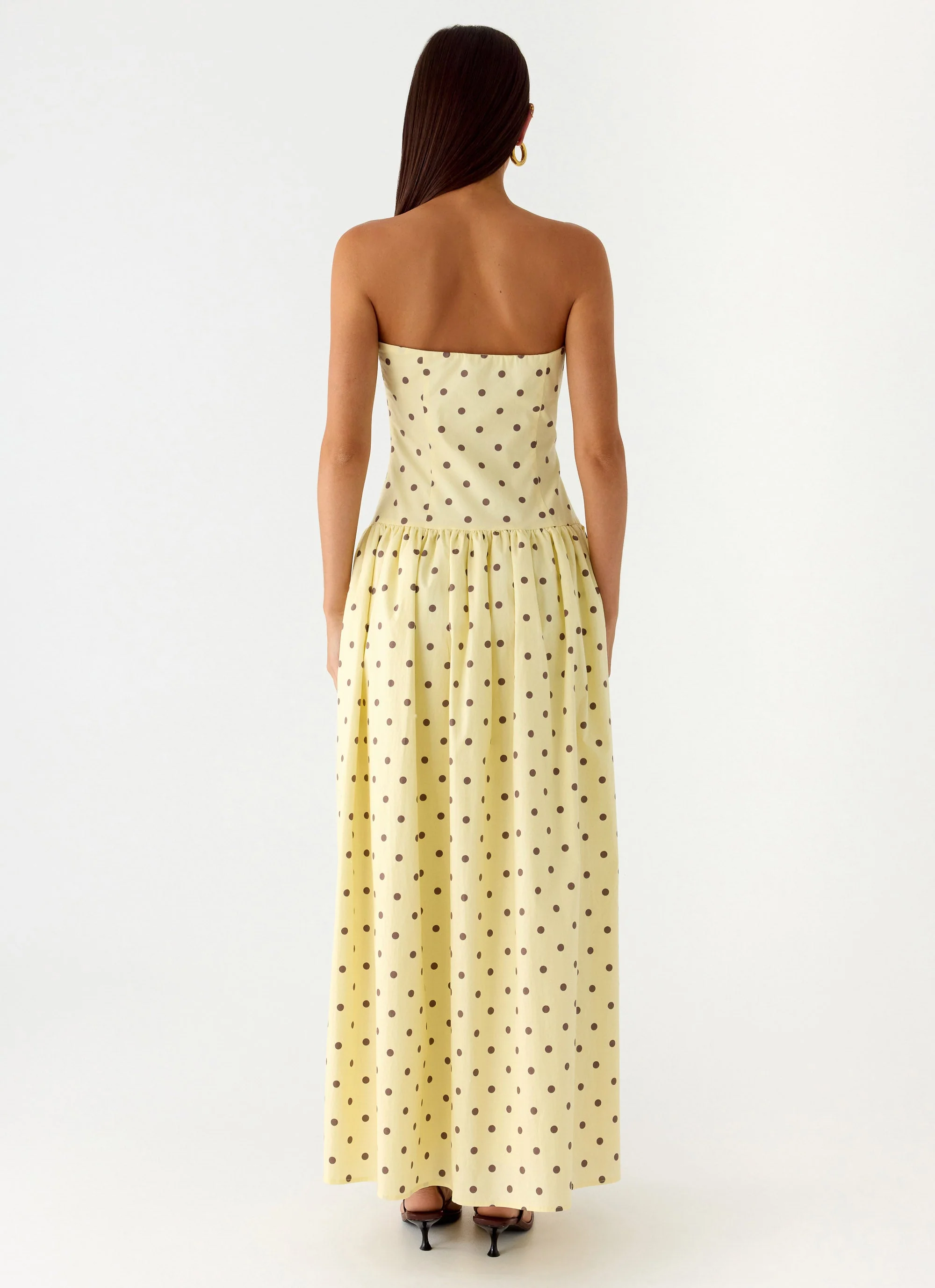 Andorra Maxi Dress - Yellow Polkadot
