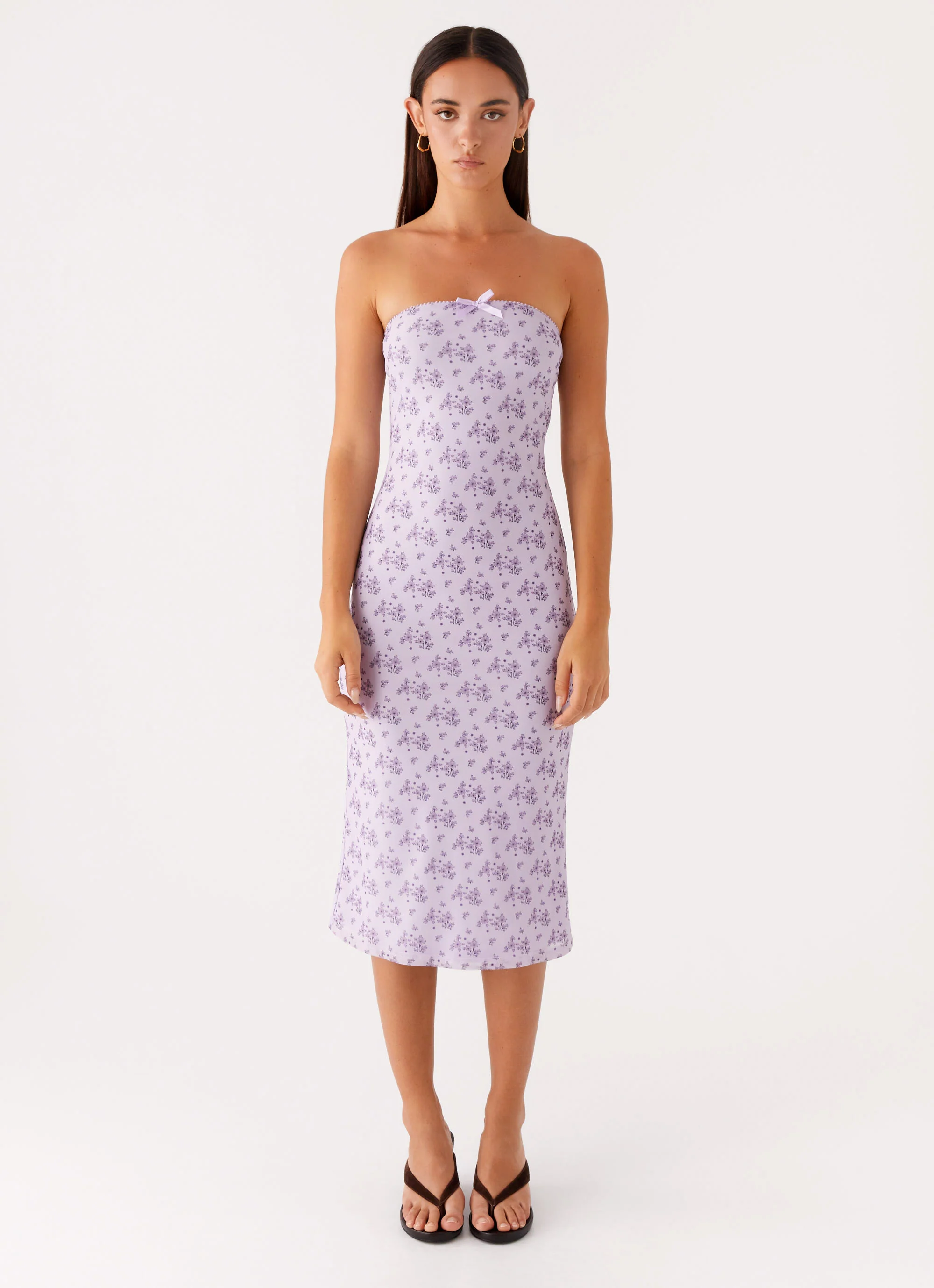 Keila Strapless Midi Dress - Lavender Meadow