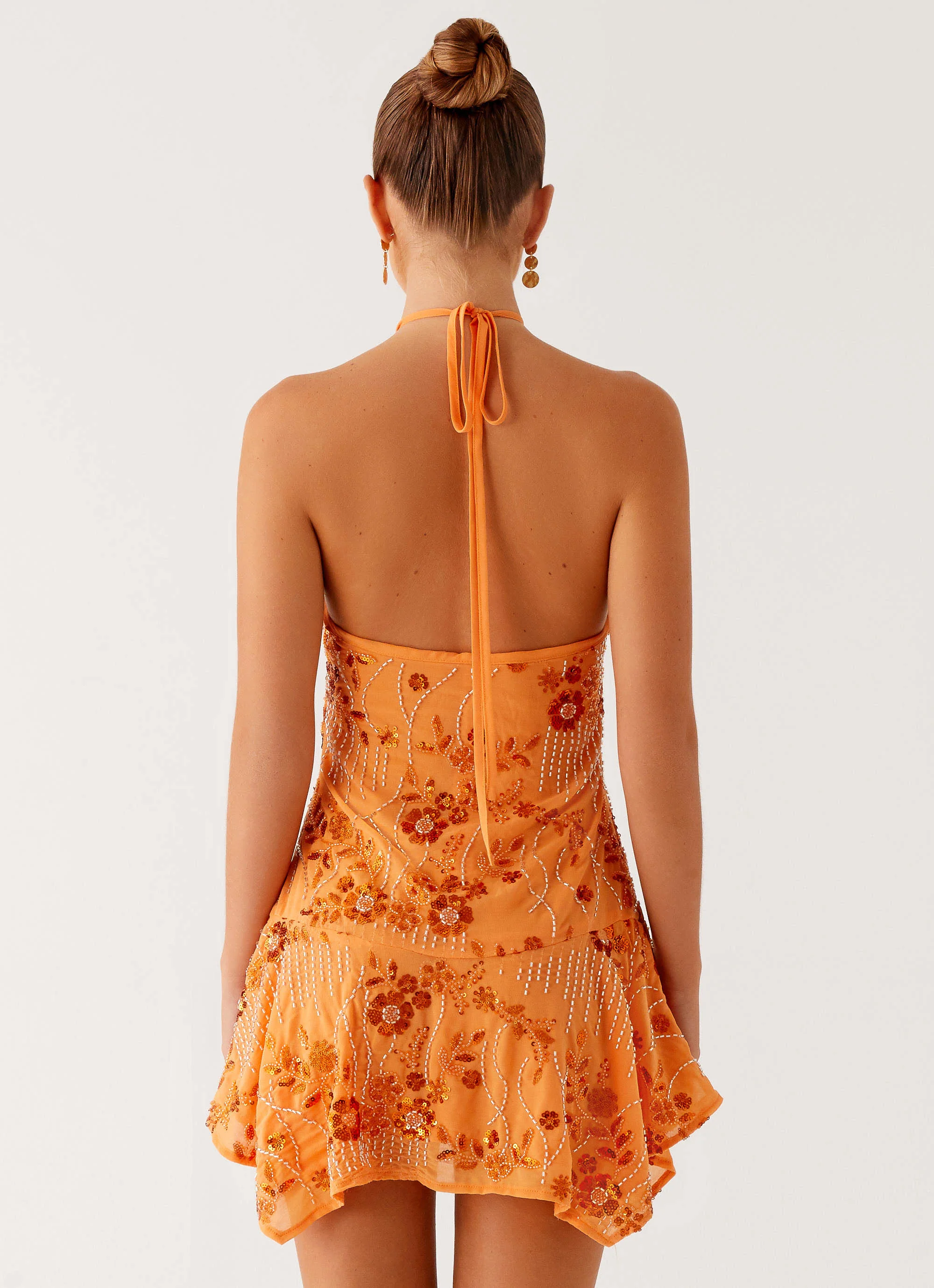 Ampolia Halter Mini Dress - Orange