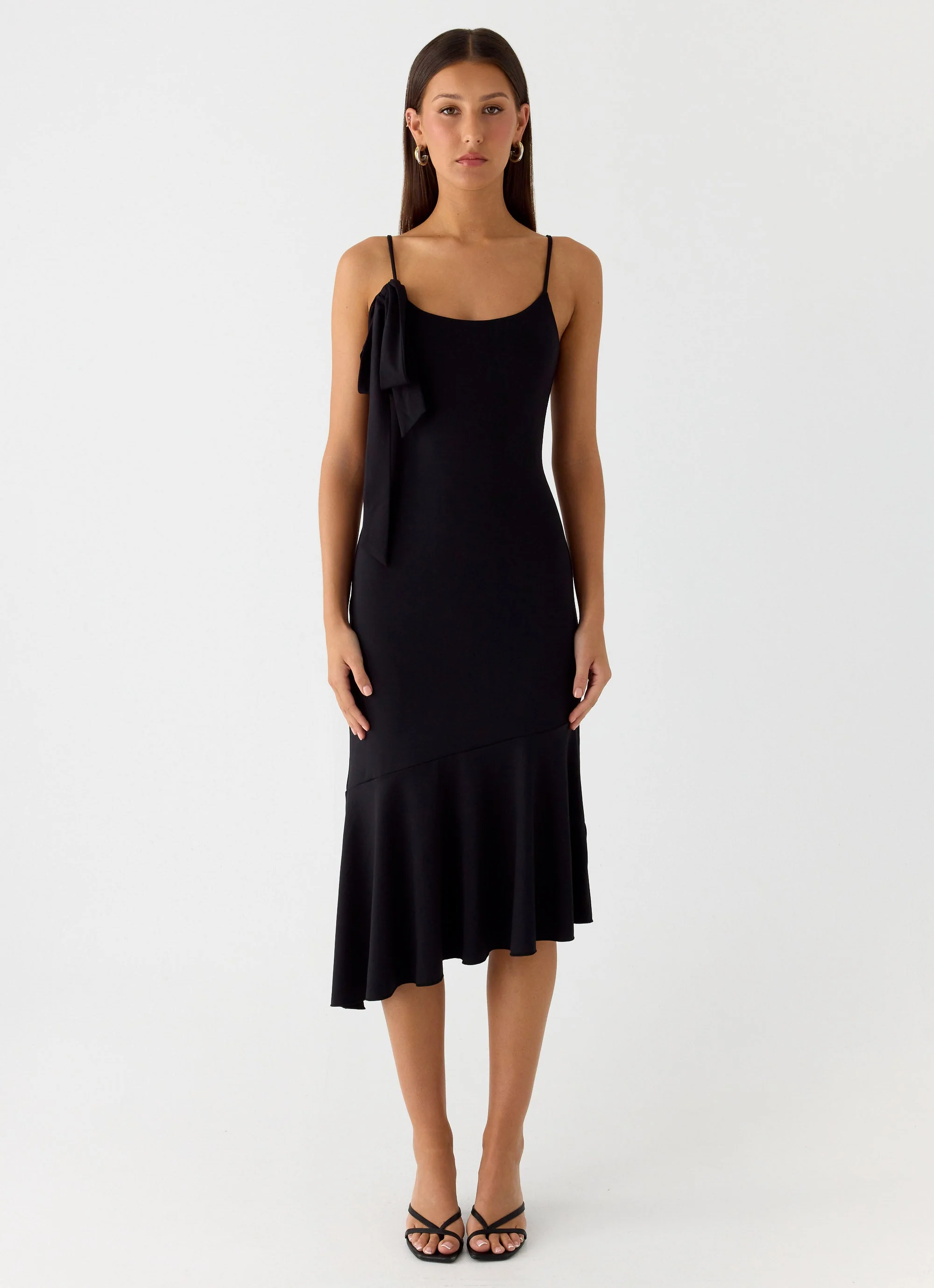 Tranquility Asymmetric Midi Dress - Black