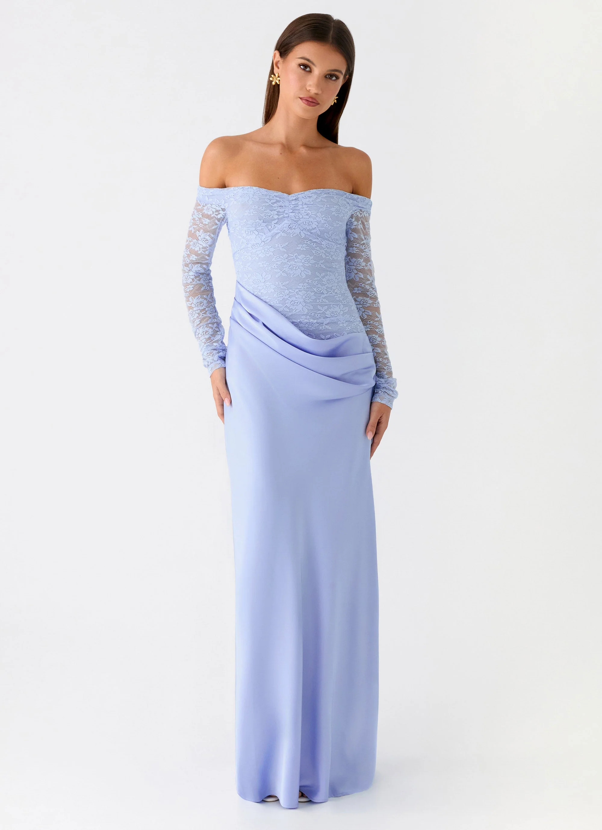 Burke Off Shoulder Maxi Dress - Blue