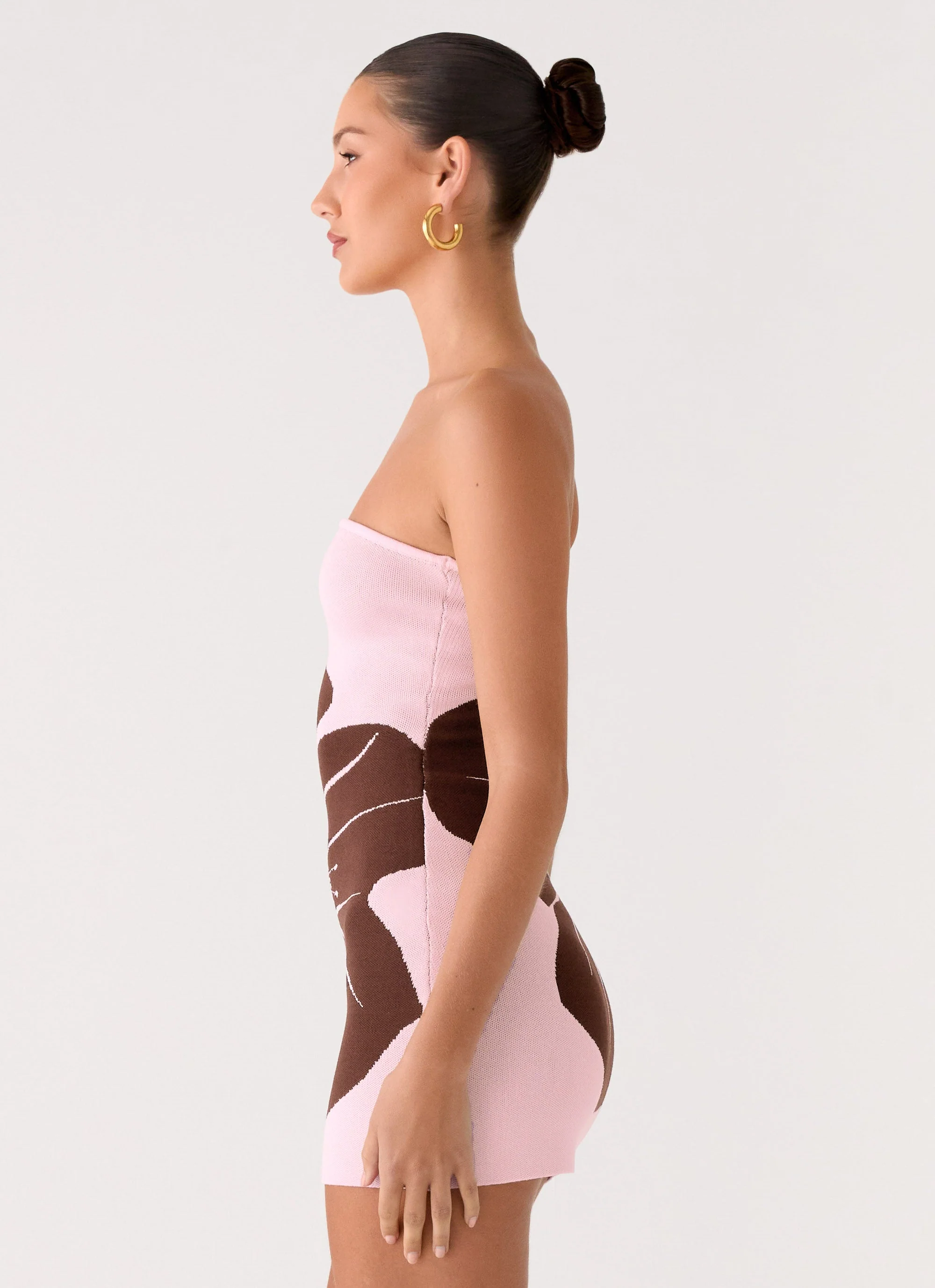 Kader Strapless Knit Mini Dress - Espresso Meadow