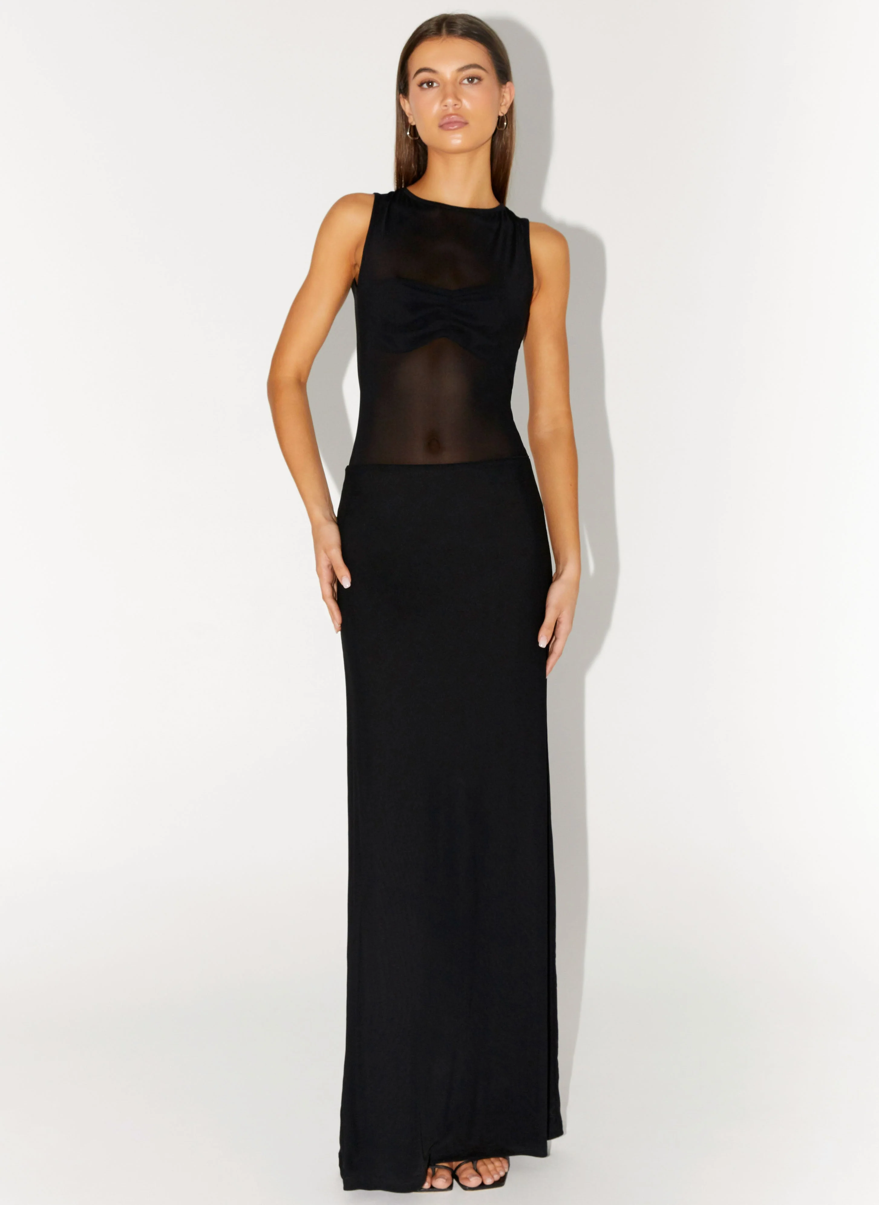 lyria Mesh Maxi Dress - Black